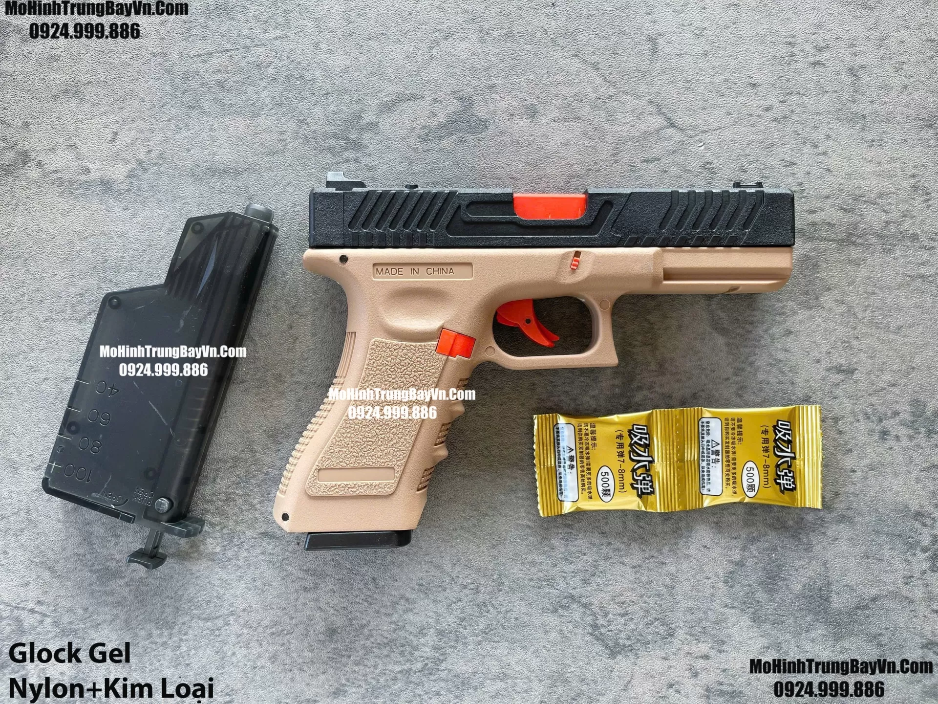 Súng Lục Đạn Thạch Glock Cát  Cắc Bụp Kéo Slide Full Nylon Nòng Kim Loại Cực Nặng Tay Piston Mohinhtrungbay Mohinhtrungbay.vn (1)