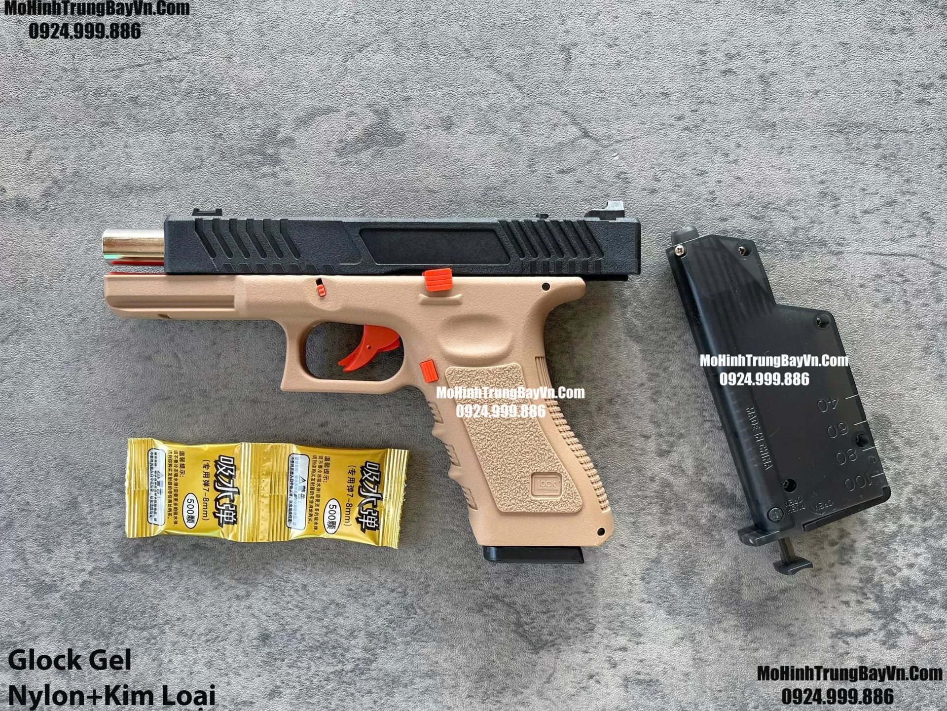 Súng Lục Đạn Thạch Glock Cát  Cắc Bụp Kéo Slide Full Nylon Nòng Kim Loại Cực Nặng Tay Piston Mohinhtrungbay Mohinhtrungbay.vn (1)