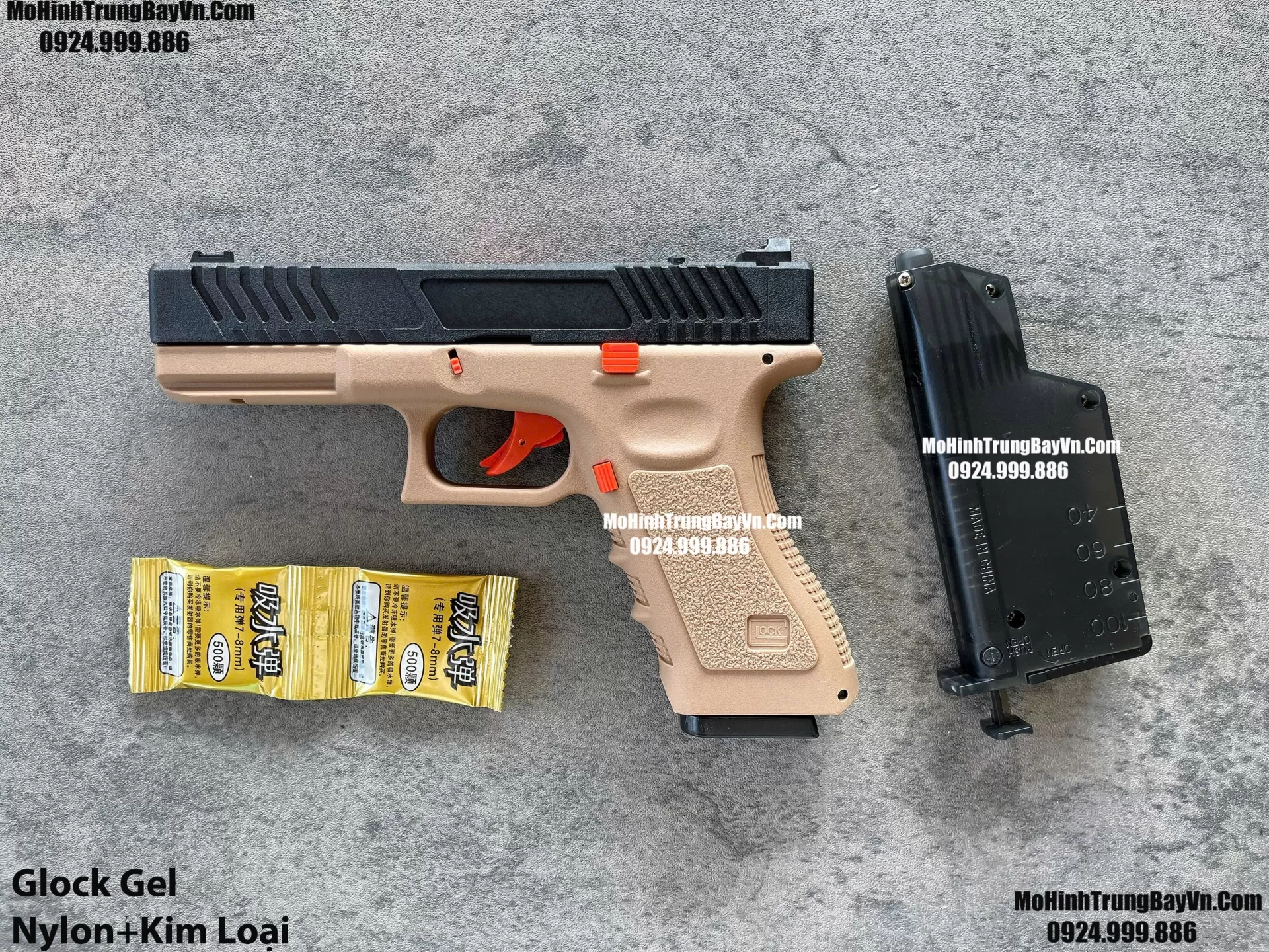 Súng Lục Đạn Thạch Glock Cát  Cắc Bụp Kéo Slide Full Nylon Nòng Kim Loại Cực Nặng Tay Piston Mohinhtrungbay Mohinhtrungbay.vn (1)