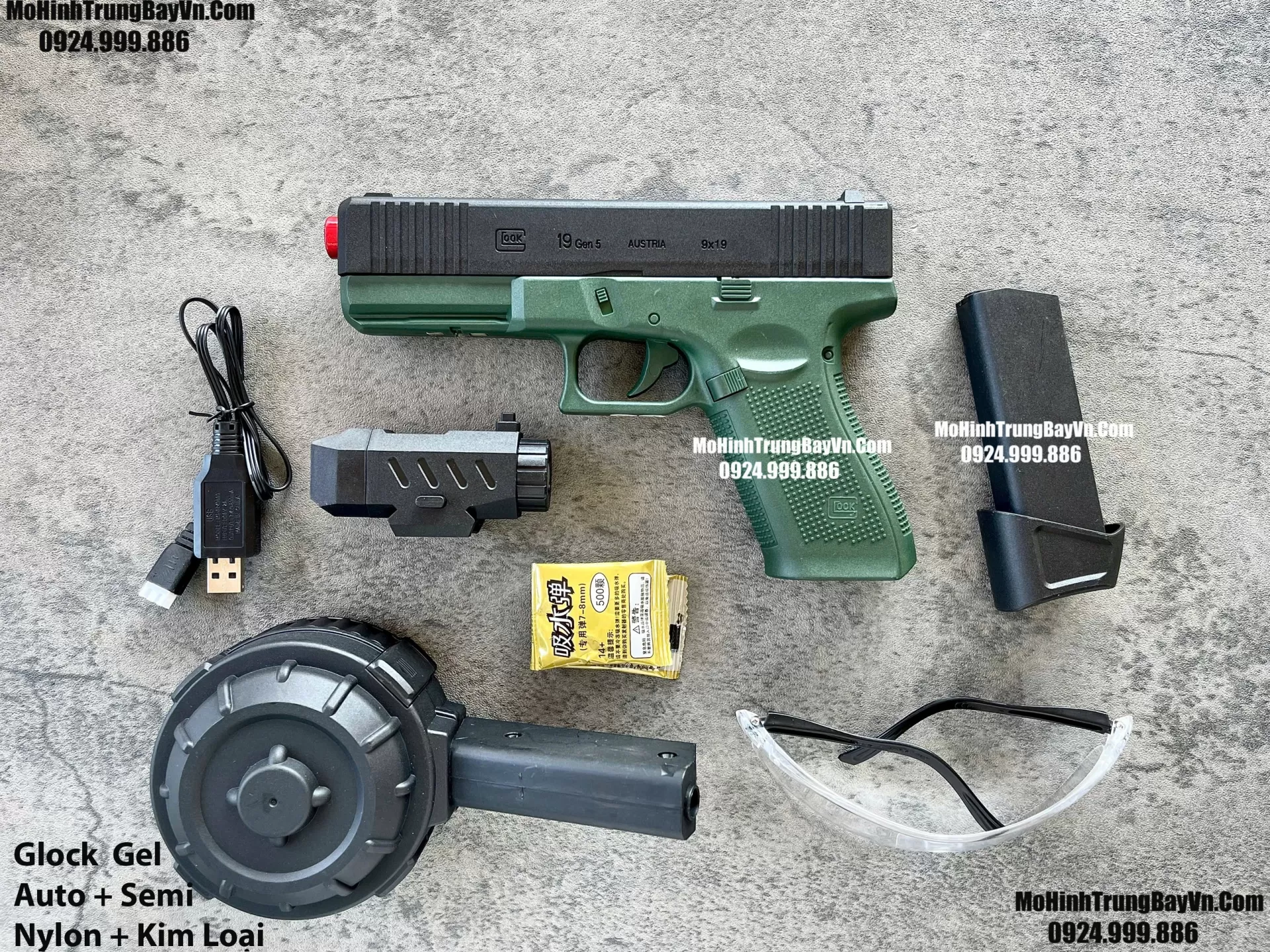 Súng Lục Đạn Thạch Glock19 Auto Blowback 2 Chế Độ Auto Semi Kèm 2 Băng Đạn Lực Cực Mạnh Mohinhtrungbay Mohinhtrungbay.vn (1)