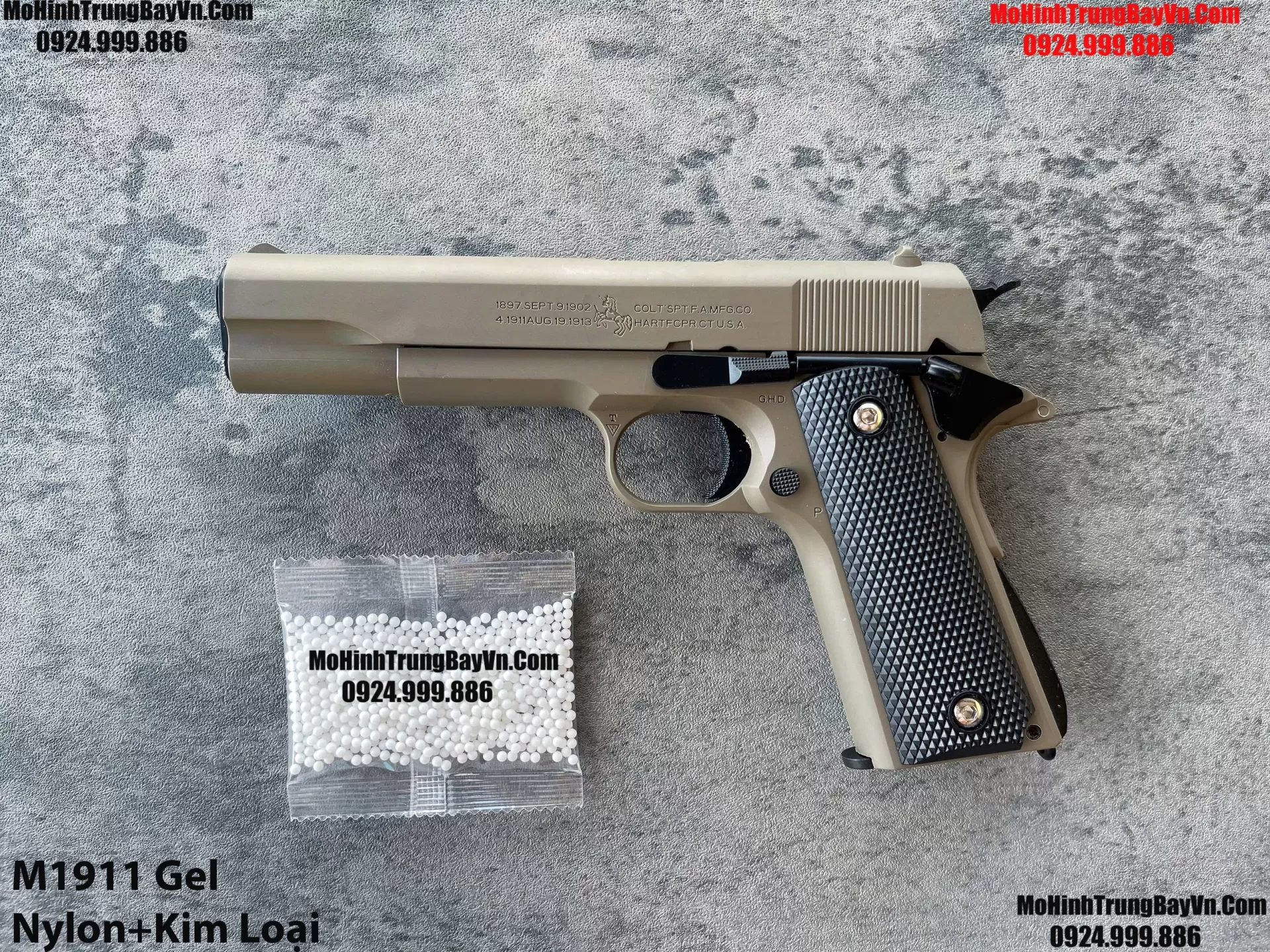 Súng Lục Đạn Thạch M1911 Cắc Bụp Kéo Slide Full Nylon Nòng Kim Loại Cực Nặng Tay Piston Mohinhtrungbay Mohinhtrungbay.vn