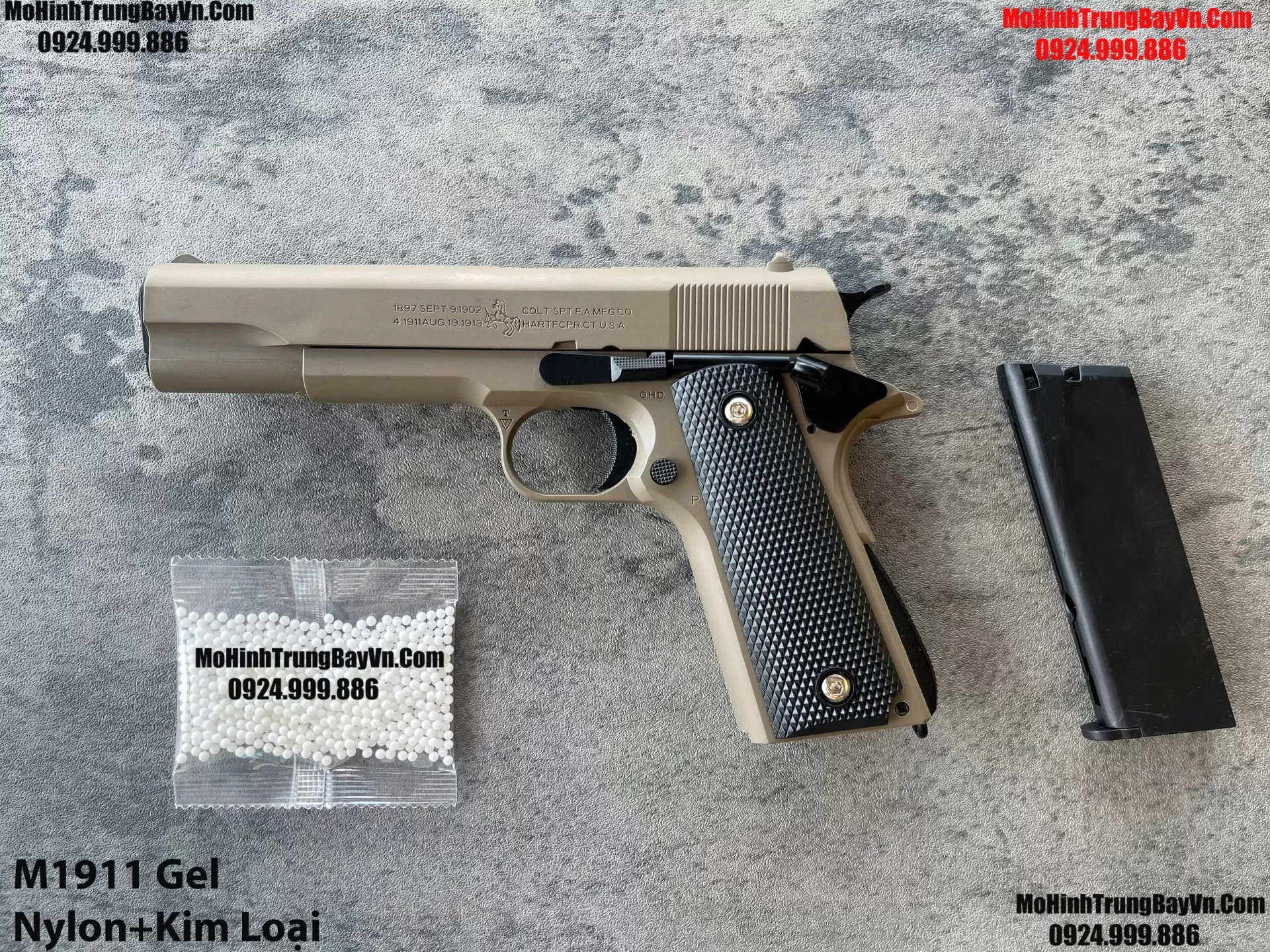 Súng Lục Đạn Thạch M1911 Cắc Bụp Kéo Slide Full Nylon Nòng Kim Loại Cực Nặng Tay Piston Mohinhtrungbay Mohinhtrungbay.vn