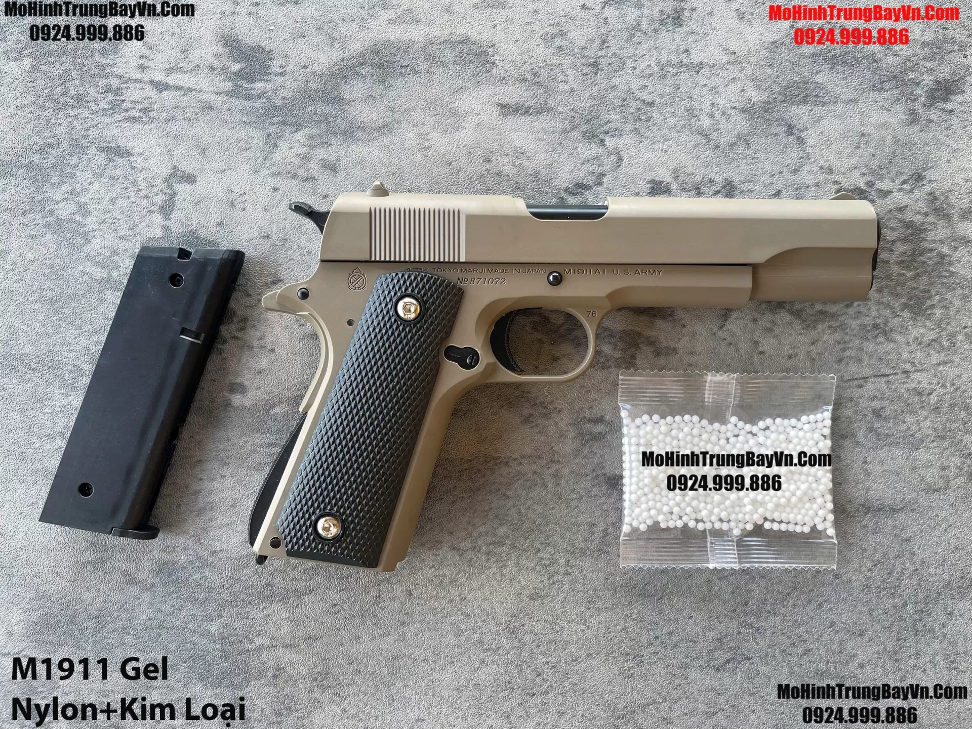 Súng Lục Đạn Thạch M1911 Cắc Bụp Kéo Slide Full Nylon Nòng Kim Loại Cực Nặng Tay Piston Mohinhtrungbay Mohinhtrungbay.vn