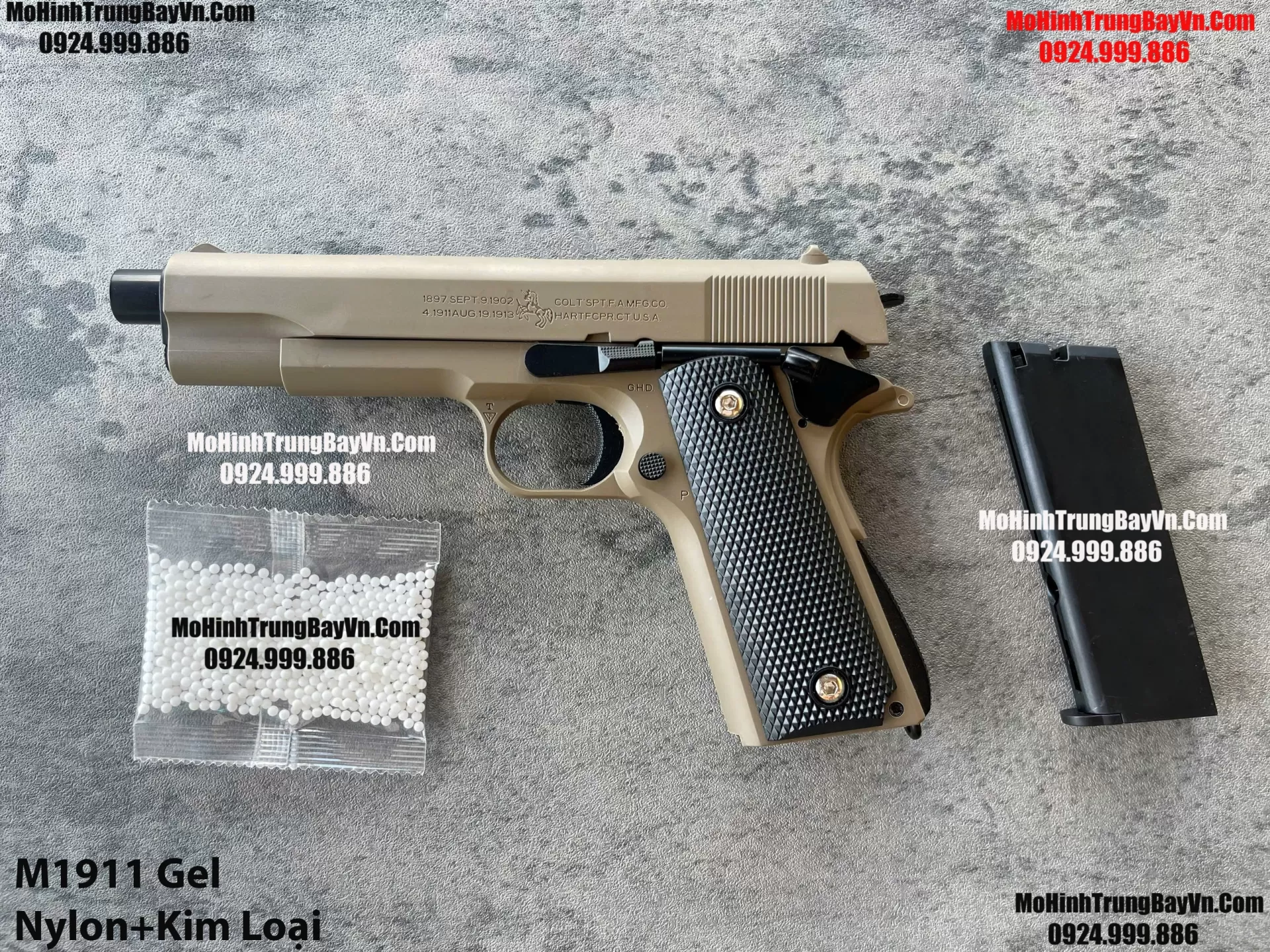 Súng Lục Đạn Thạch M1911 Cắc Bụp Kéo Slide Full Nylon Nòng Kim Loại Cực Nặng Tay Piston Mohinhtrungbay Mohinhtrungbay.vn