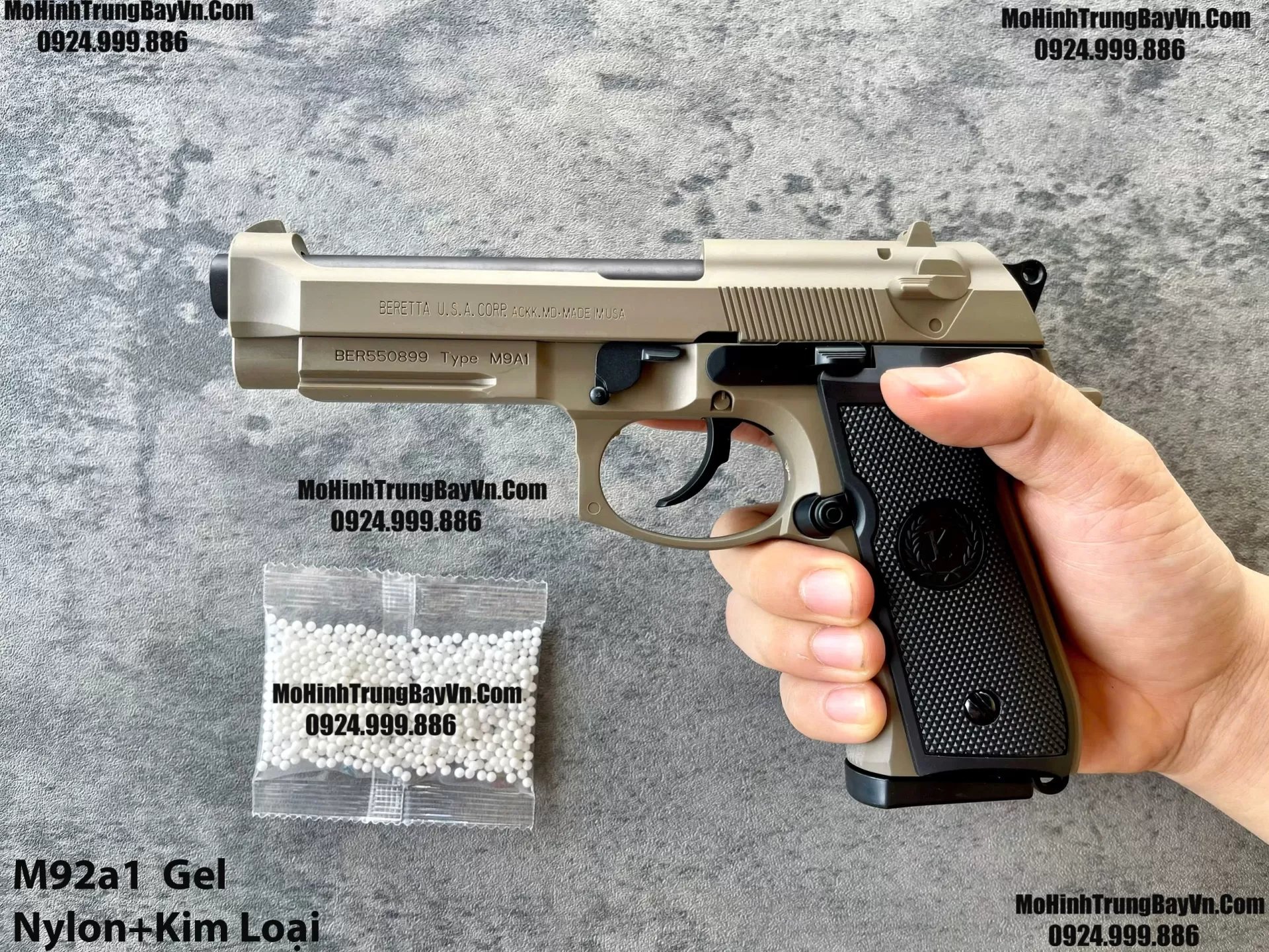 Súng Lục Đạn Thạch M92a1 Cắc Bụp Kéo Slide Full Nylon Nòng Kim Loại Cực Nặng Tay Piston Mohinhtrungbay Mohinhtrungbay.vn