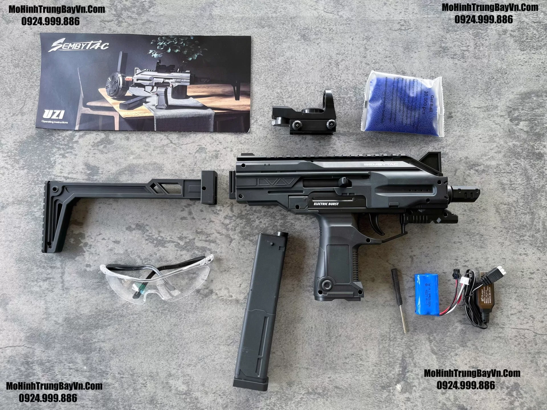 Súng Đạn Thạch SMG UZI Full Auto Sấy Cực nhanh  Mp5 Mp7 Mohinhtrungbay Mohinhtrungbay.vn (1)