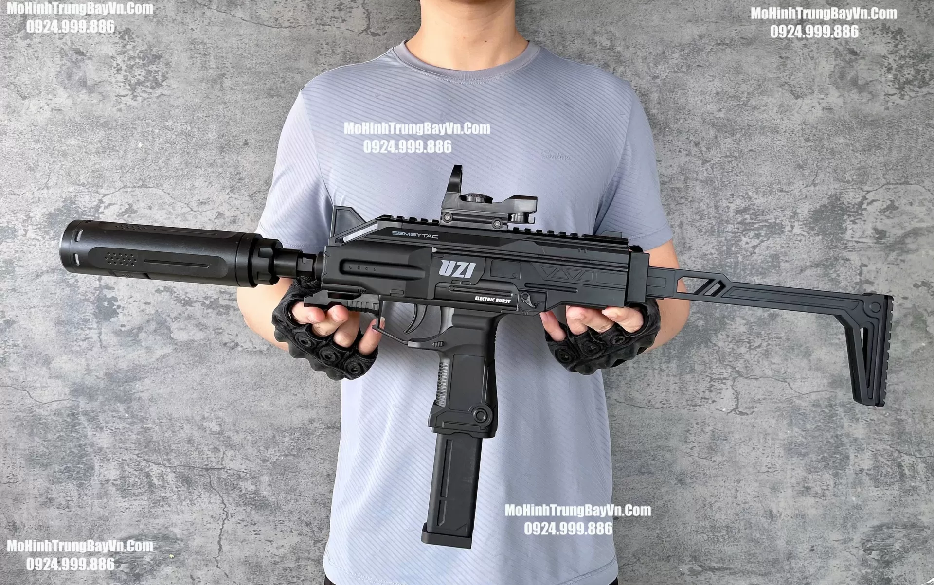 Súng Đạn Thạch SMG UZI Full Auto Sấy Cực nhanh  Mp5 Mp7 Mohinhtrungbay Mohinhtrungbay.vn (1)