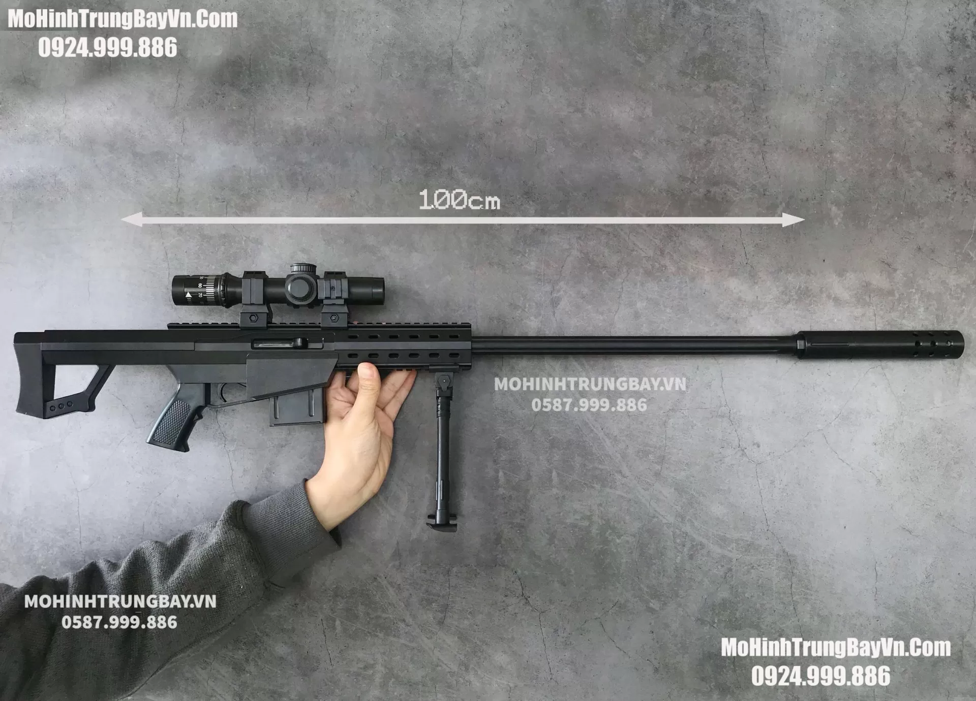 Súng Ngắm Sniper Đạn Thạch  Barret 90CM  Tỉ Lệ 1:1 Tặng Full Phụ Kiện Và 1000 Đạn Thạch Mohinhtrungbay Mohinhtrungbay.vn