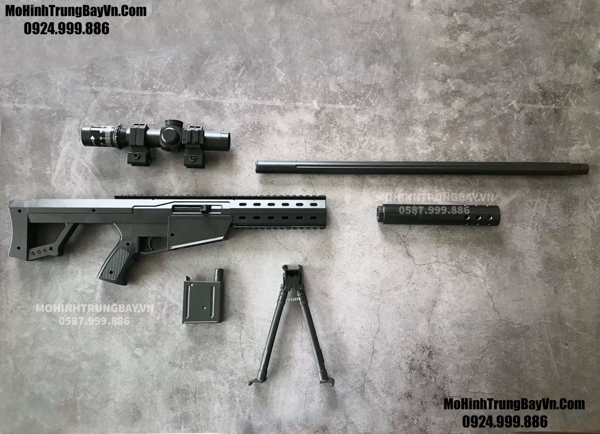Súng Ngắm Sniper Đạn Thạch  Barret 90CM  Tỉ Lệ 1:1 Tặng Full Phụ Kiện Và 1000 Đạn Thạch Mohinhtrungbay Mohinhtrungbay.vn