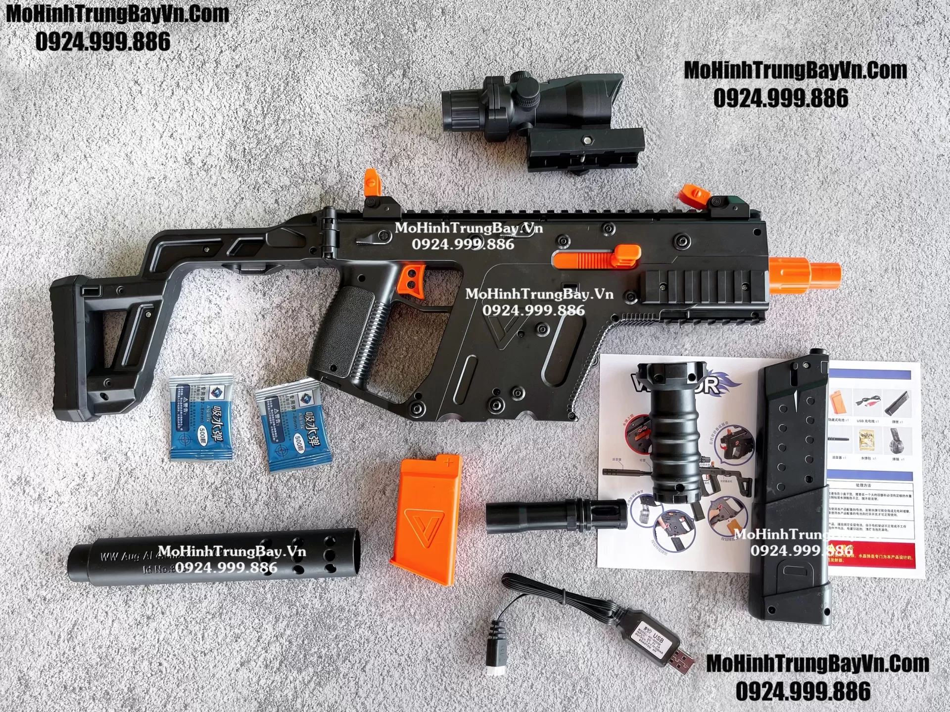 Súng Đạn Thạch SMG Vector Báng Gập Blowback Auto 2 Chế Độ Sấy Nhanh Full Phụ Kiện Mohinhtrungbay Mohinhtrungbay.vn