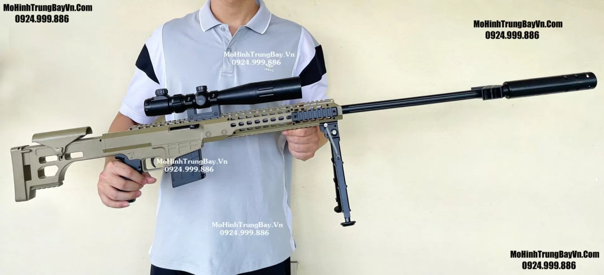 Súng Đạn Thạch Sniper Barrett Màu Cát 125cm AUTO LIÊN THANH  Tỉ Lệ 1:1 Hàng Cao Cấp Mohinhtrungbay Mohinhtrungbay.vn