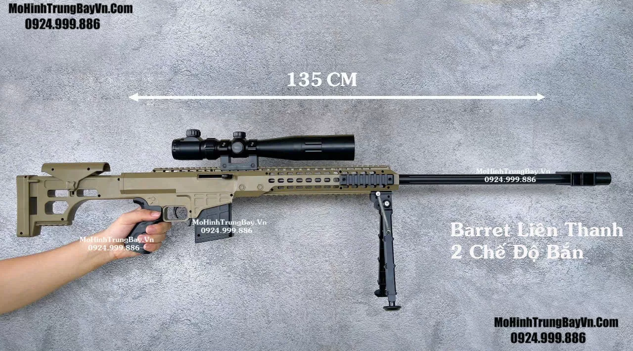 Súng Đạn Thạch Sniper Barrett Màu Cát 125cm AUTO LIÊN THANH  Tỉ Lệ 1:1 Hàng Cao Cấp Mohinhtrungbay Mohinhtrungbay.vn