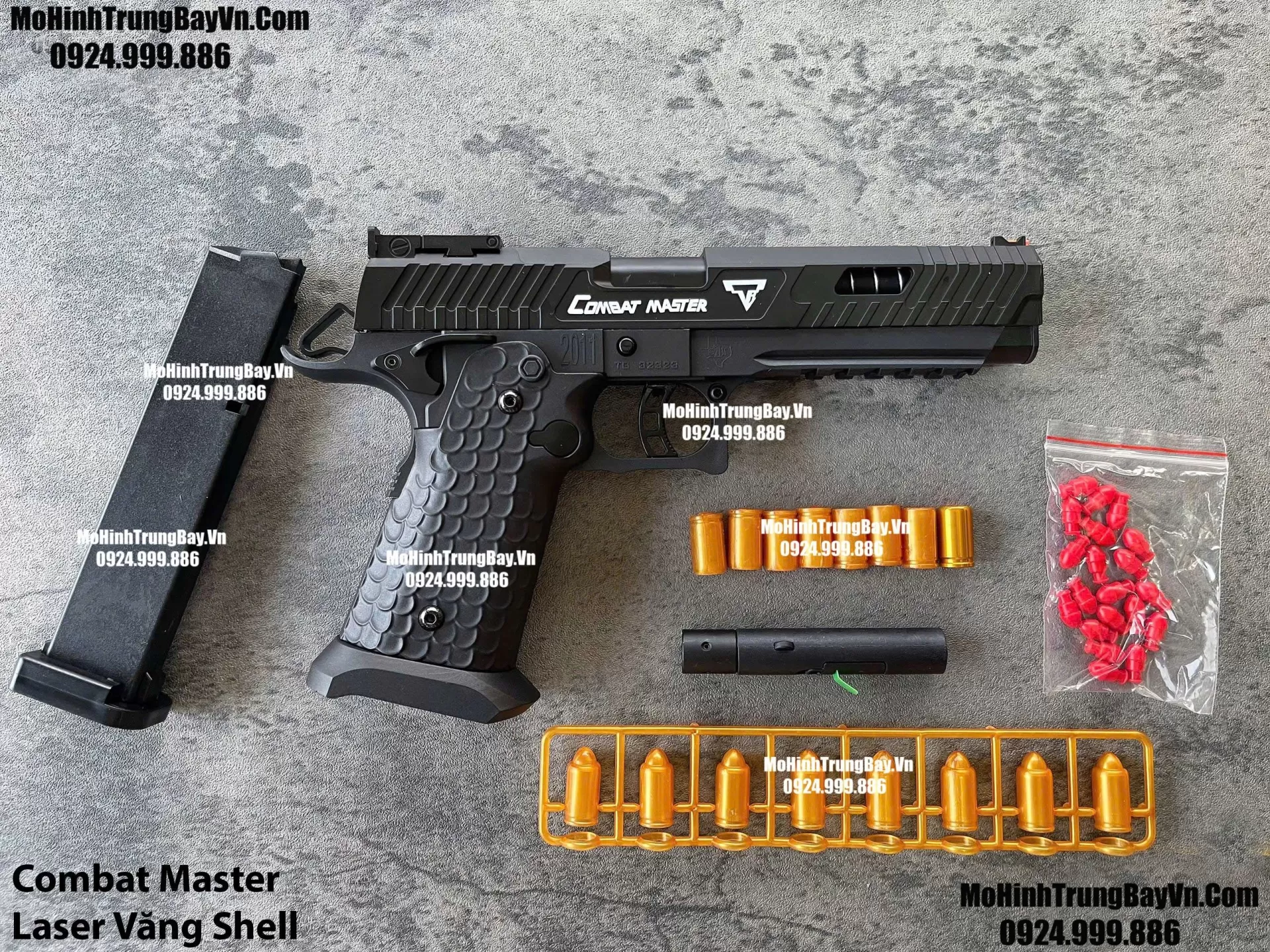 Súng Lục Combat Master Đen  Auto Văng Shell Laser Giá Rẻ Full Phụ Kiện Mohinhtrungbay Mohinhtrungbay.vn