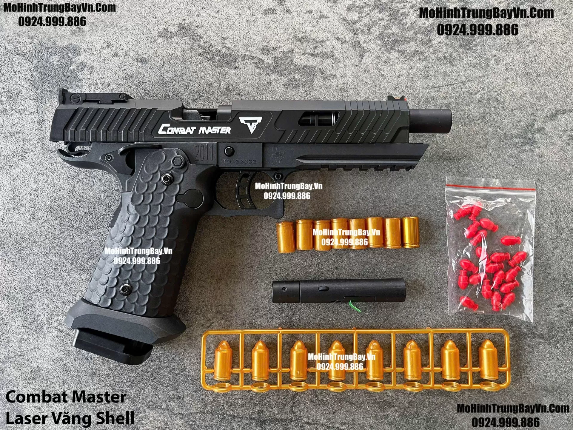 Súng Lục Combat Master Đen  Auto Văng Shell Laser Giá Rẻ Full Phụ Kiện Mohinhtrungbay Mohinhtrungbay.vn