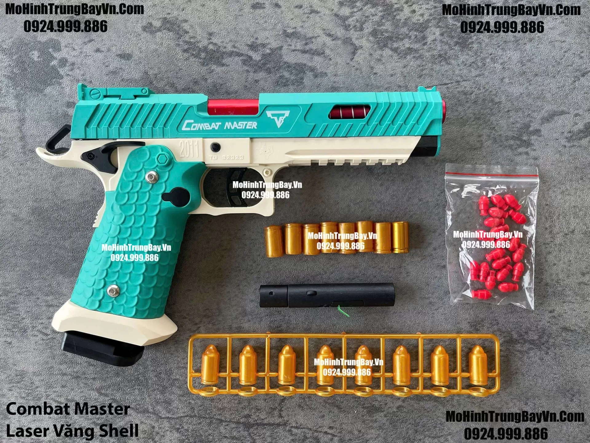 Súng Lục Combat Master Xanh Auto Văng Shell Laser Giá Rẻ Full Phụ Kiện Mohinhtrungbay Mohinhtrungbay.vn