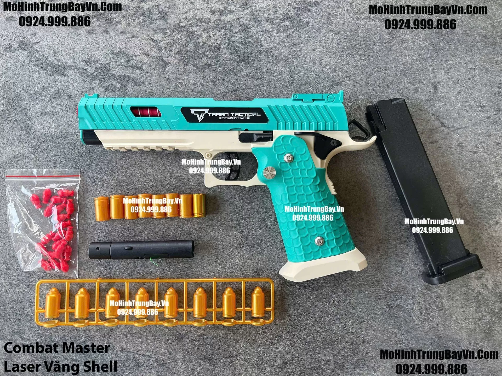 Súng Lục Combat Master Xanh Auto Văng Shell Laser Giá Rẻ Full Phụ Kiện Mohinhtrungbay Mohinhtrungbay.vn
