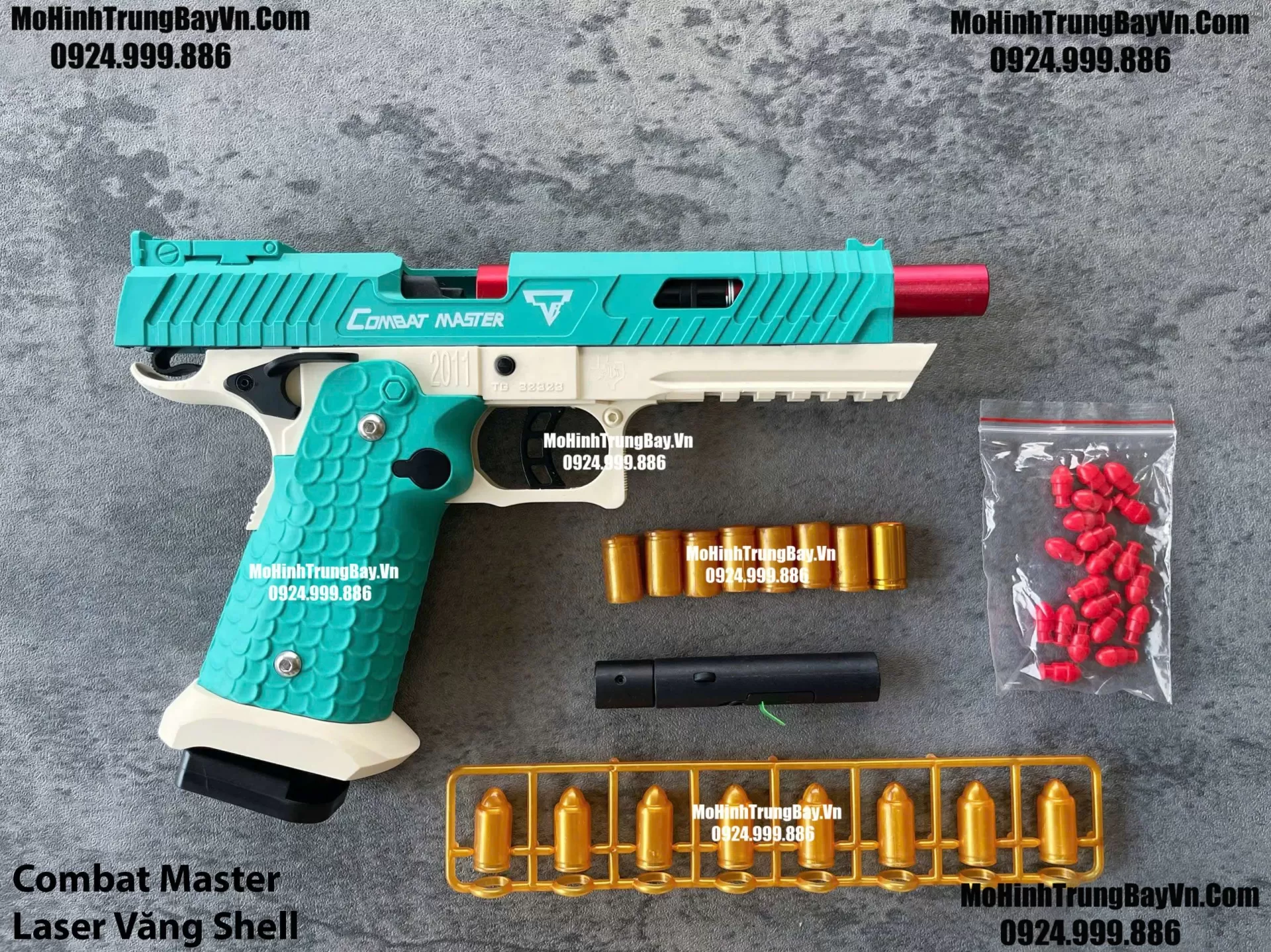 Súng Lục Combat Master Xanh Auto Văng Shell Laser Giá Rẻ Full Phụ Kiện Mohinhtrungbay Mohinhtrungbay.vn