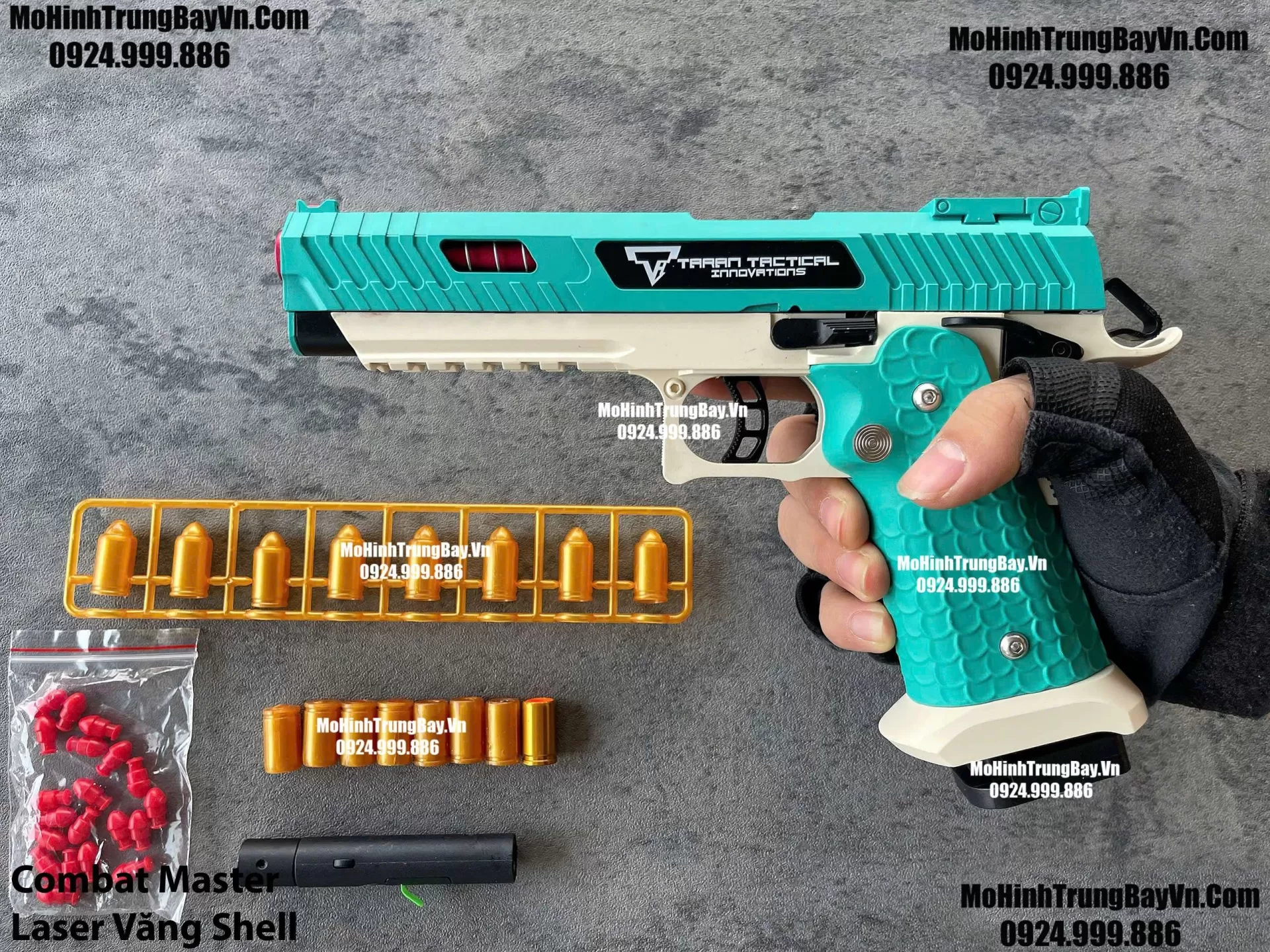 Súng Lục Combat Master Xanh Auto Văng Shell Laser Giá Rẻ Full Phụ Kiện Mohinhtrungbay Mohinhtrungbay.vn