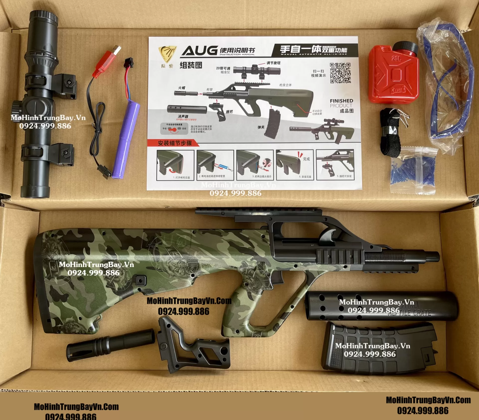AUG Camo Đạn Thạch 80m Auto 2 Chế Độ Full Phụ Kiện Mohinhtrungbay Mohinhtrungbay.vn