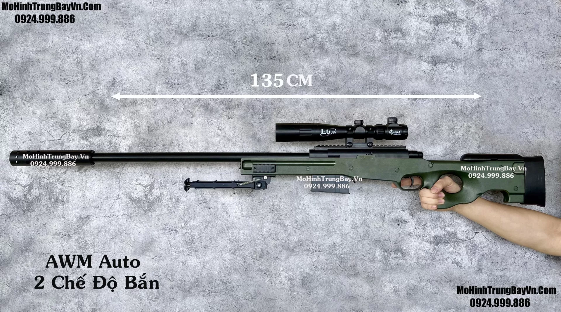 Súng Đạn Thạch Sniper  AWM Classic  135cm AUTO LIÊN THANH  Tỉ Lệ 1:1 Cao Cấp Mohinhtrungbay Mohinhtrungbay.vn