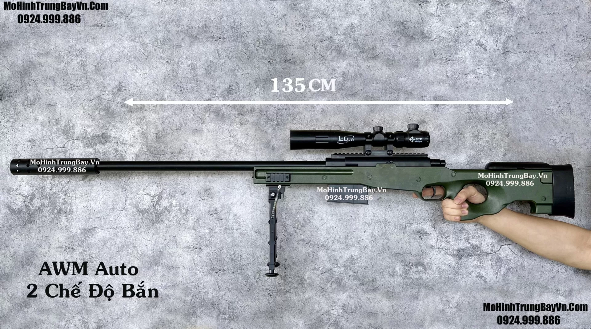 Súng Đạn Thạch Sniper  AWM Classic  135cm AUTO LIÊN THANH  Tỉ Lệ 1:1 Cao Cấp Mohinhtrungbay Mohinhtrungbay.vn