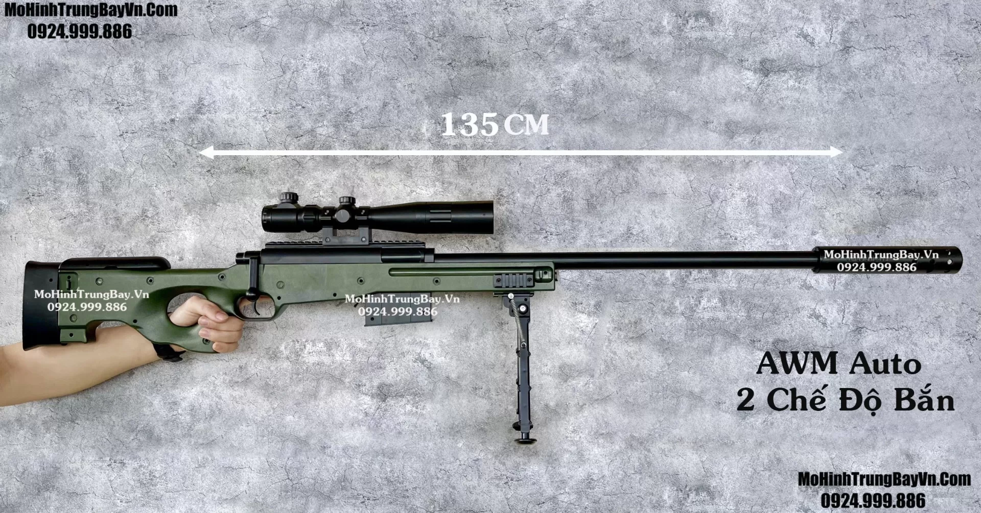 Súng Đạn Thạch Sniper  AWM Classic  135cm AUTO LIÊN THANH  Tỉ Lệ 1:1 Cao Cấp Mohinhtrungbay Mohinhtrungbay.vn