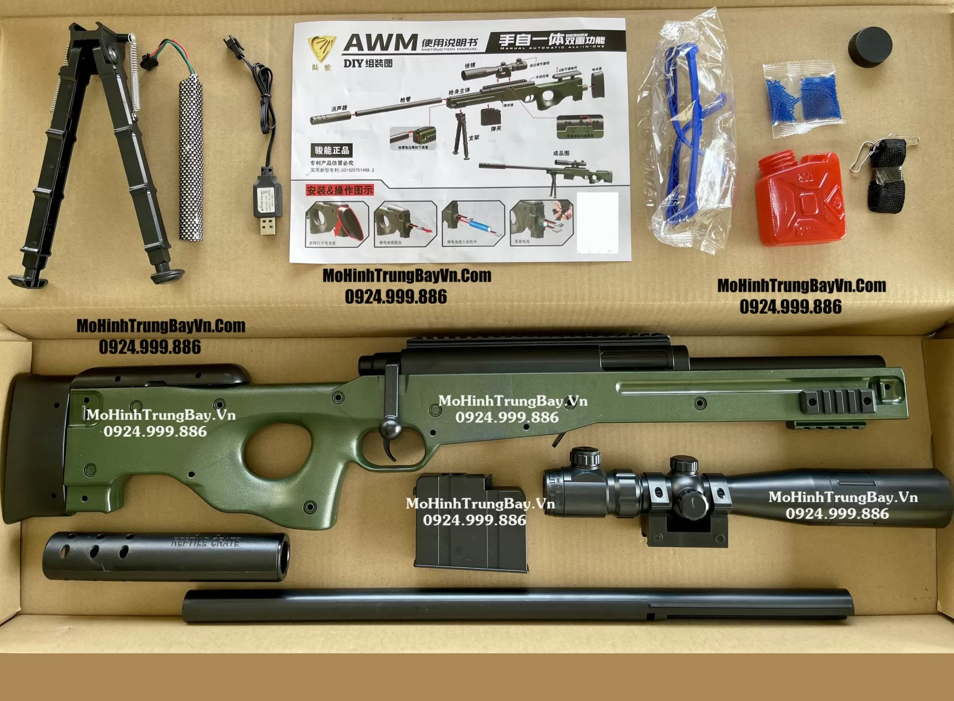 Súng Đạn Thạch Sniper  AWM Classic  135cm AUTO LIÊN THANH  Tỉ Lệ 1:1 Cao Cấp Mohinhtrungbay Mohinhtrungbay.vn