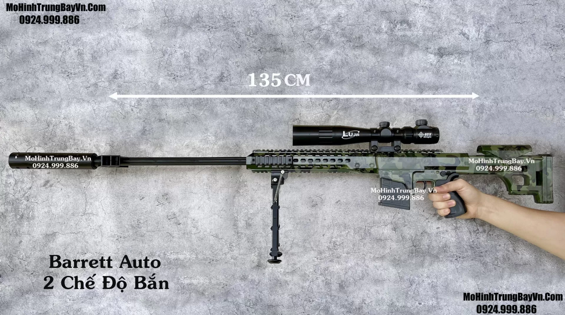 Súng Đạn Thạch Sniper  Barrett Camo 125cm AUTO LIÊN THANH  Tỉ Lệ 1:1 Hàng Cao Cấp Mohinhtrungbay Mohinhtrungbay.vn