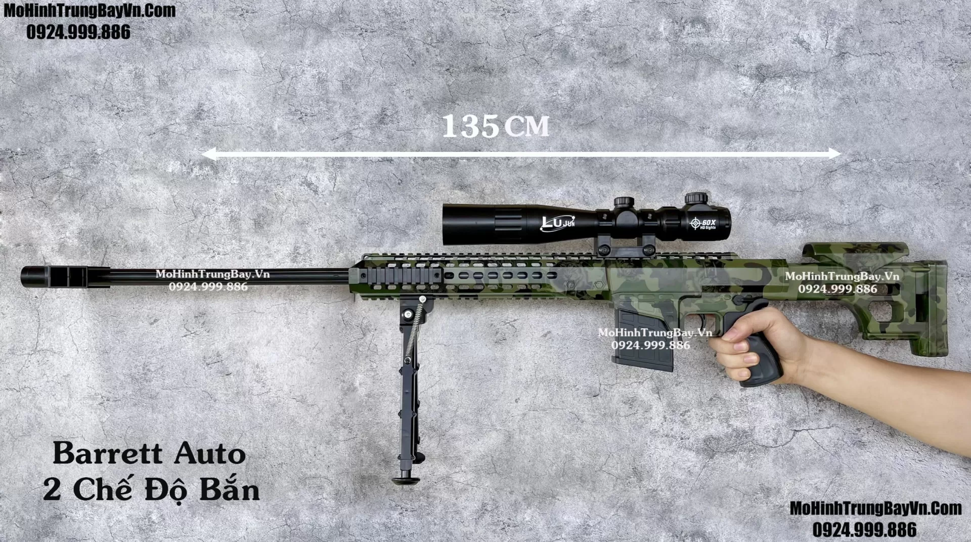 Súng Đạn Thạch Sniper  Barrett Camo 125cm AUTO LIÊN THANH  Tỉ Lệ 1:1 Hàng Cao Cấp Mohinhtrungbay Mohinhtrungbay.vn