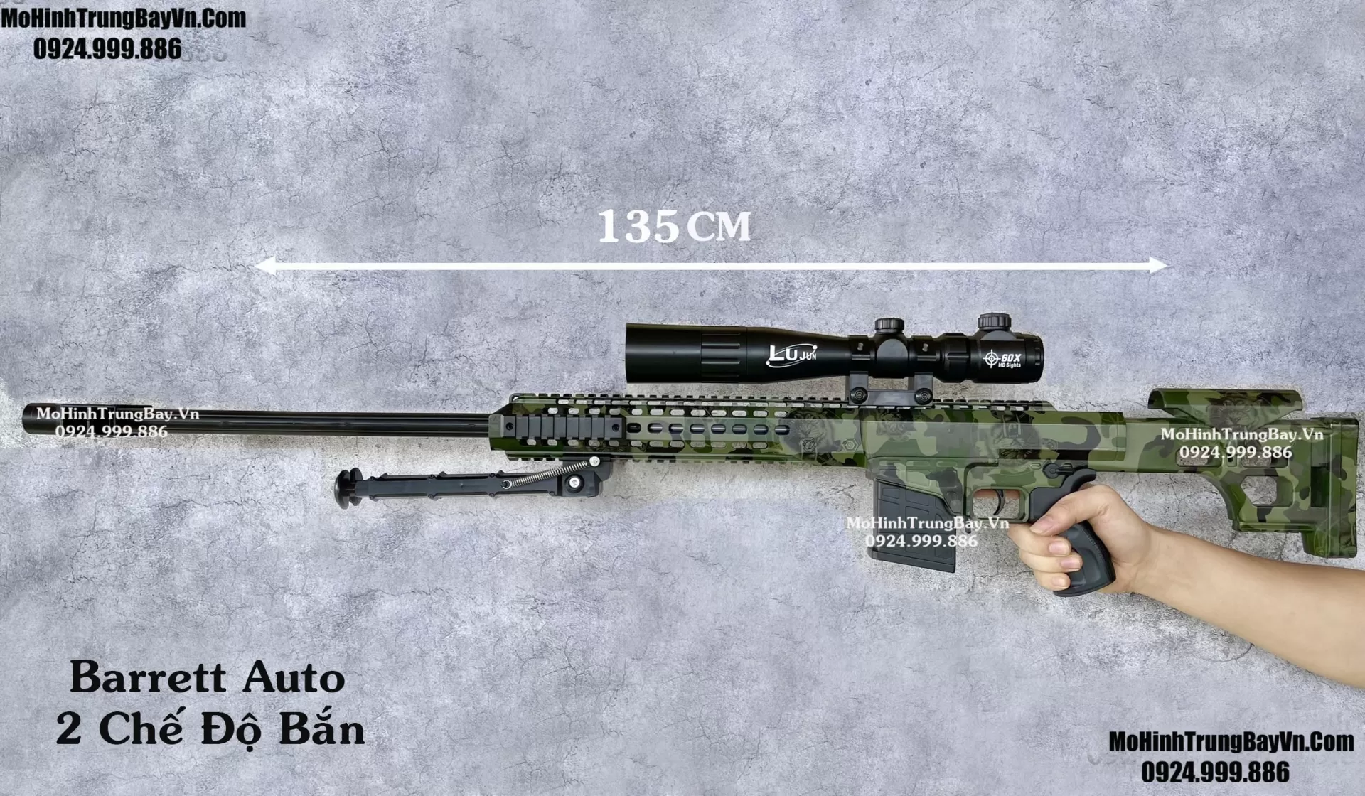 Súng Đạn Thạch Sniper  Barrett Camo 125cm AUTO LIÊN THANH  Tỉ Lệ 1:1 Hàng Cao Cấp Mohinhtrungbay Mohinhtrungbay.vn