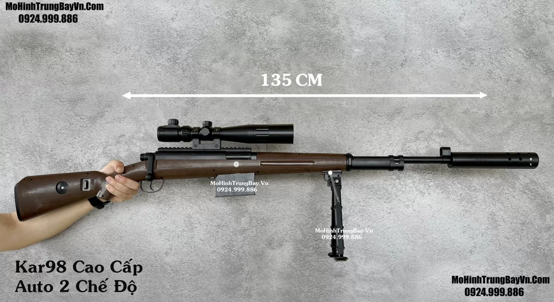 Súng Đạn Thạch Sniper Kar98  Nâu Gỗ Classic 135cm AUTO LIÊN THANH  Tỉ Lệ 1:1 Hàng Cao Cấp k98 ka98 Mohinhtrungbay Mohinhtrungbay.vn