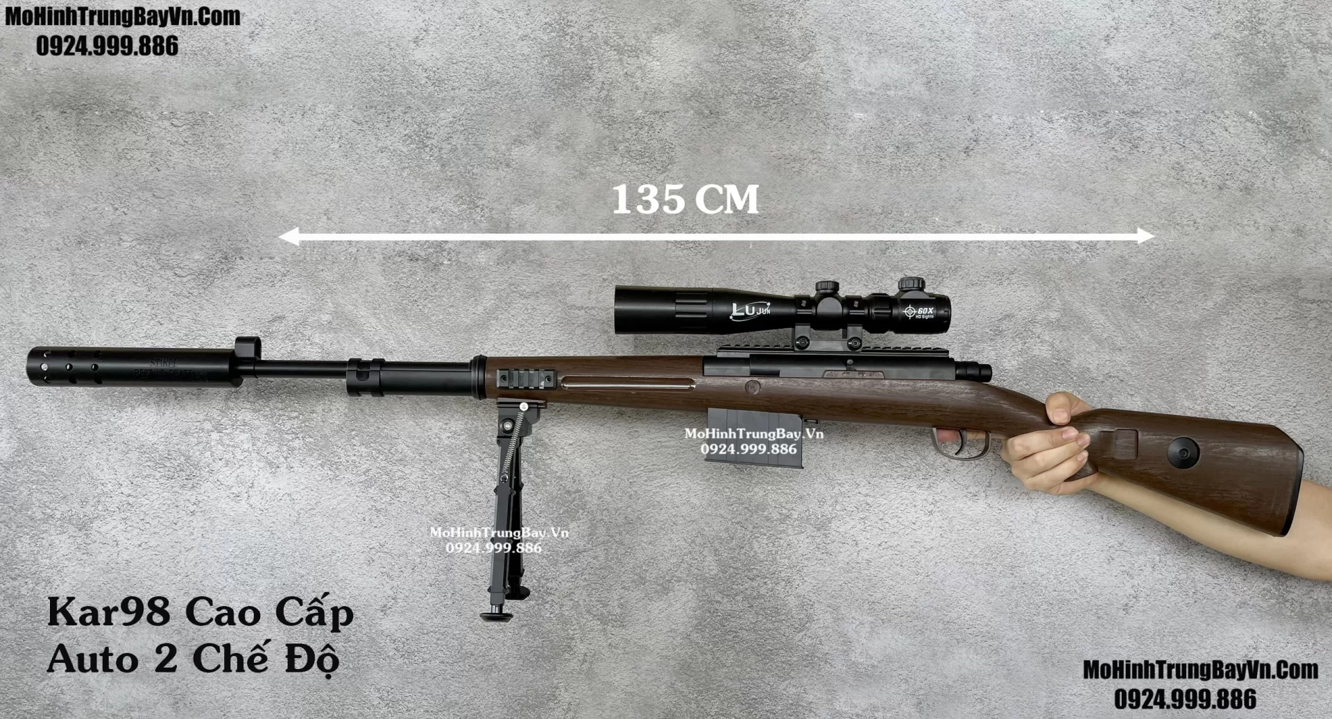 Súng Đạn Thạch Sniper Kar98  Nâu Gỗ Classic 135cm AUTO LIÊN THANH  Tỉ Lệ 1:1 Hàng Cao Cấp k98 ka98 Mohinhtrungbay Mohinhtrungbay.vn