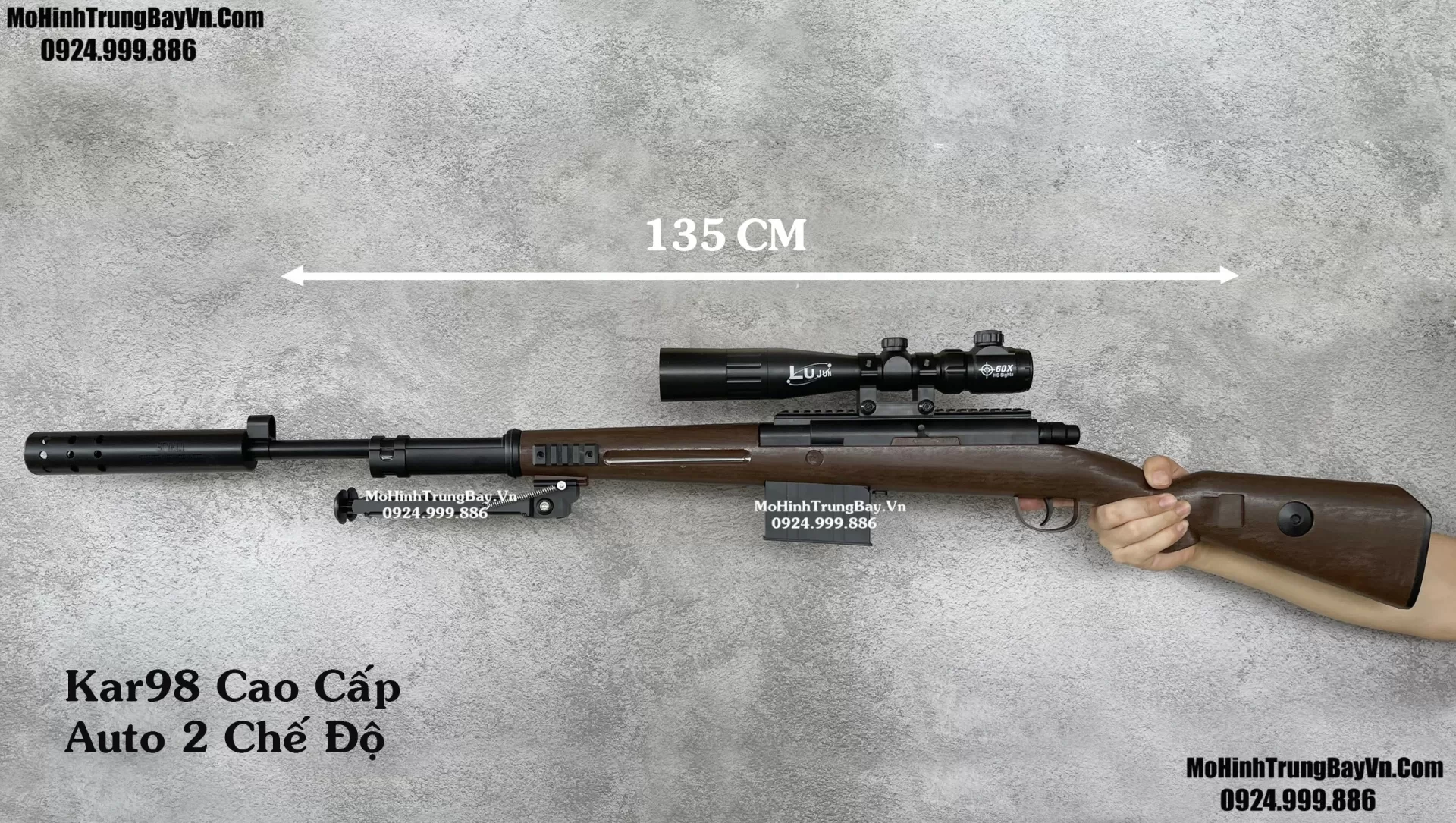 Súng Đạn Thạch Sniper Kar98  Nâu Gỗ Classic 135cm AUTO LIÊN THANH  Tỉ Lệ 1:1 Hàng Cao Cấp k98 ka98 Mohinhtrungbay Mohinhtrungbay.vn