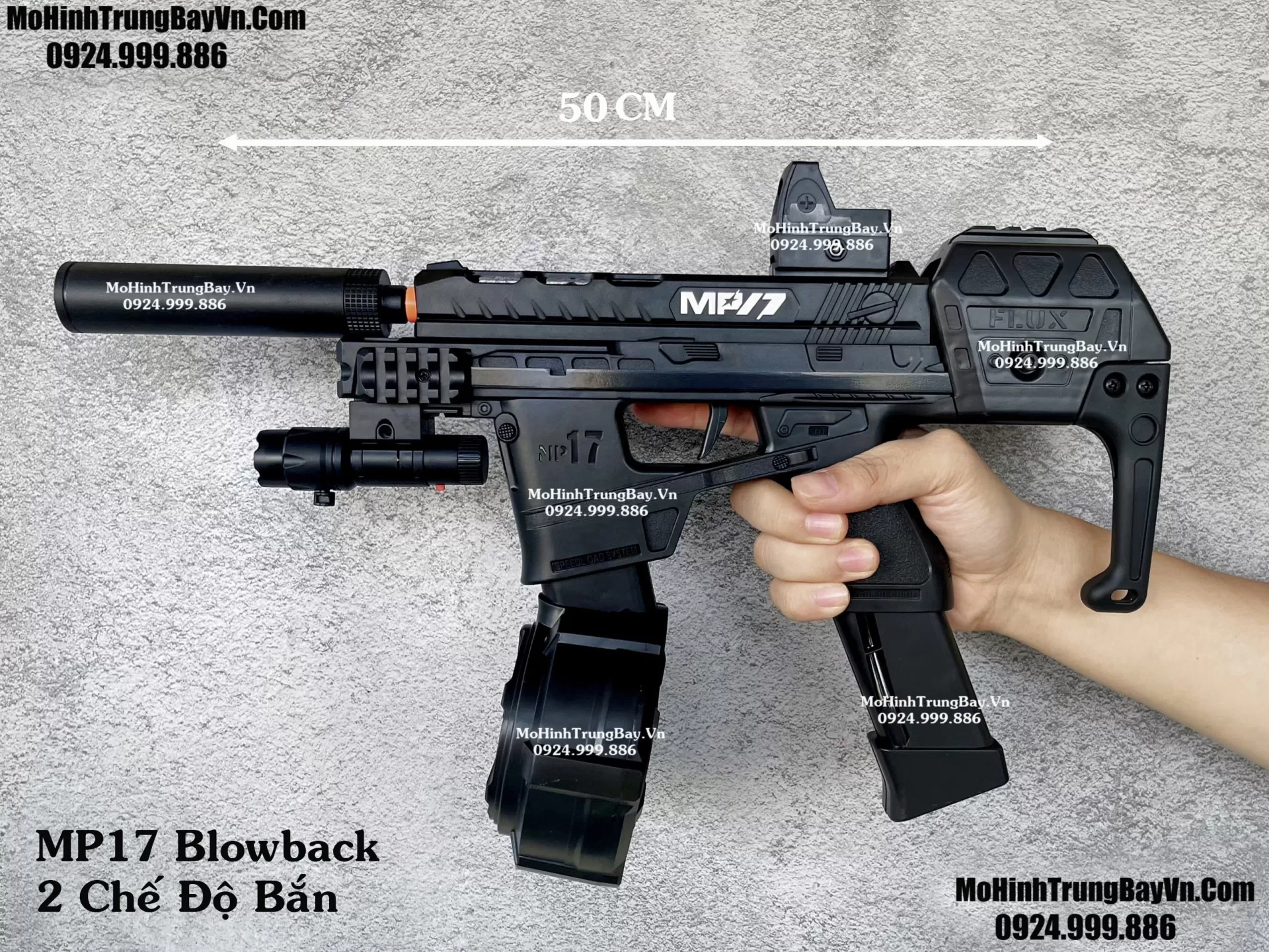 Súng Đạn Thạch MP17 Blowback Báng Kéo Dài Full Đen Giá Rẻ Tặng Kèm 2 Mag Và Full Phụ Kiện Mohinhtrungbay Mohinhtrungbay.vn