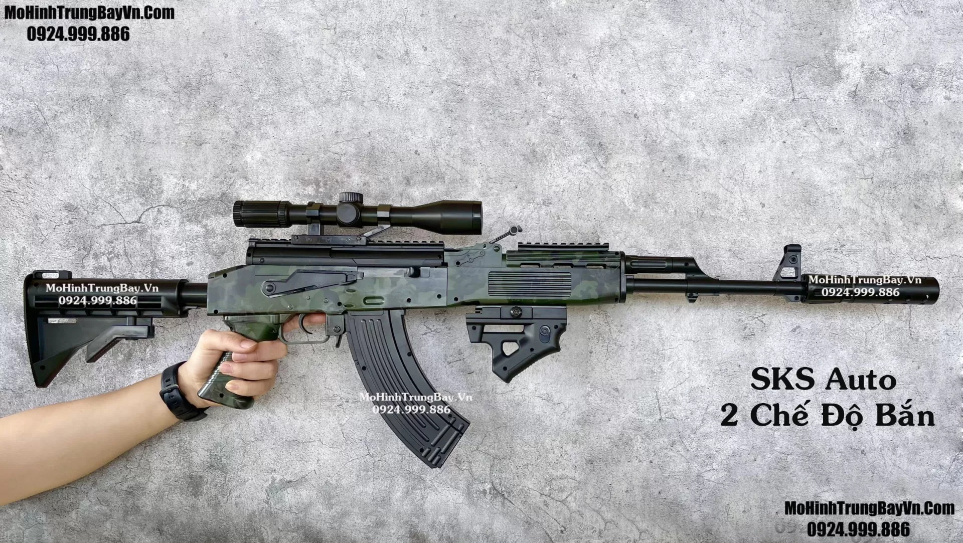 Súng Đạn Thạch SKS Skin Camo 100cm Auto Cao Cấp Tỉ Lệ 1:1 Full Phụ Kiện Mohinhtrungbay Mohinhtrungbay.vn