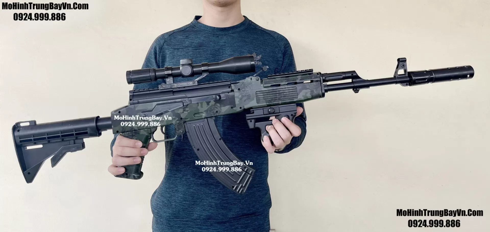 Súng Đạn Thạch SKS Skin Camo 100cm Auto Cao Cấp Tỉ Lệ 1:1 Full Phụ Kiện Mohinhtrungbay Mohinhtrungbay.vn