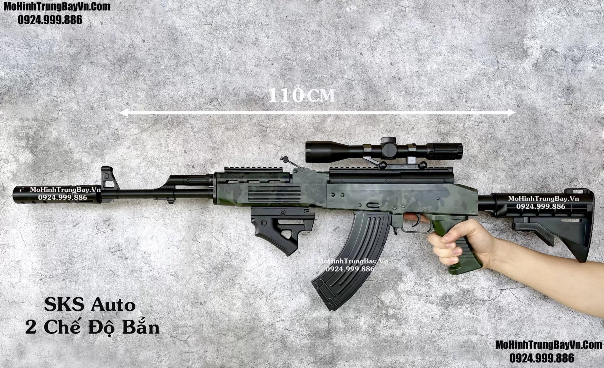 Súng Đạn Thạch SKS Skin Camo 100cm Auto Cao Cấp Tỉ Lệ 1:1 Full Phụ Kiện Mohinhtrungbay Mohinhtrungbay.vn