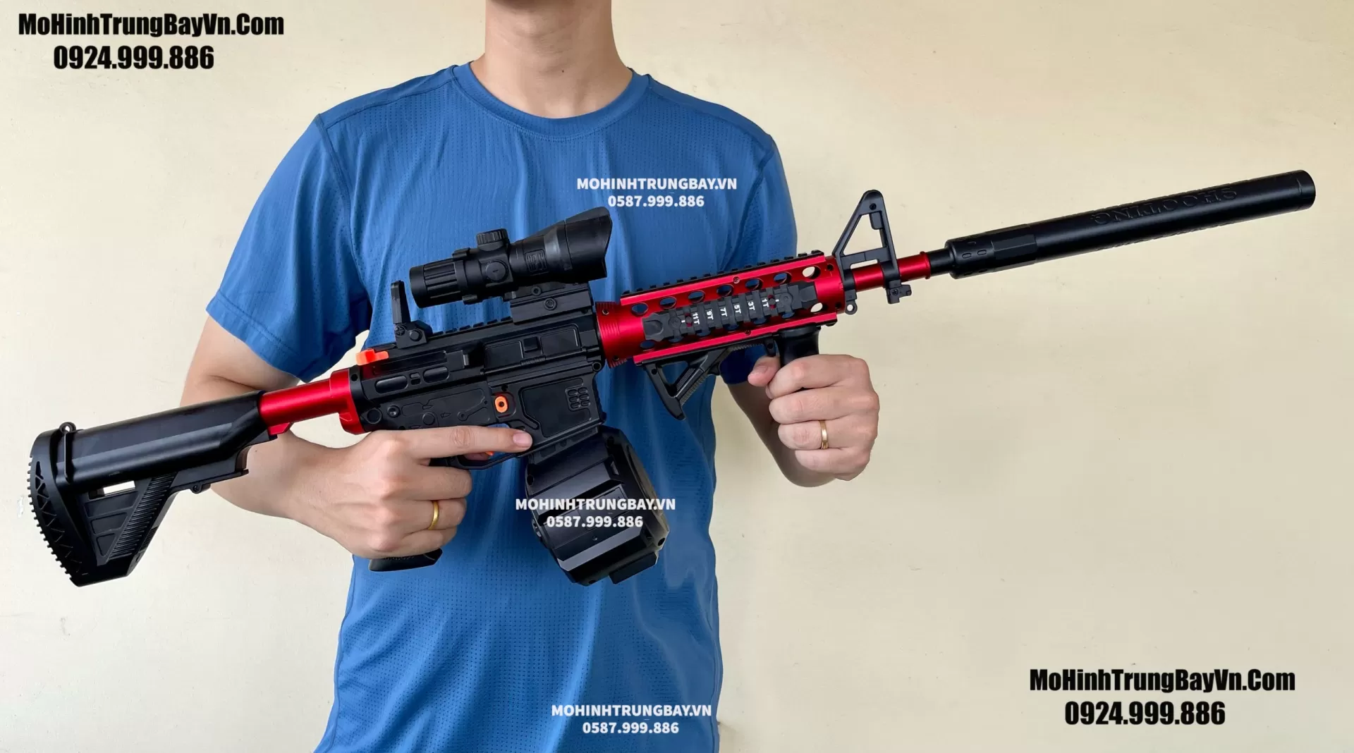Súng Đạn Thạch SLR + Băng Đạn Mở Rộng Liên Thanh 2 Chế Độ Full Phụ Kiện  M4 M16 M4a1  M416 Mohinhtrungbay Mohinhtrungbay.vn