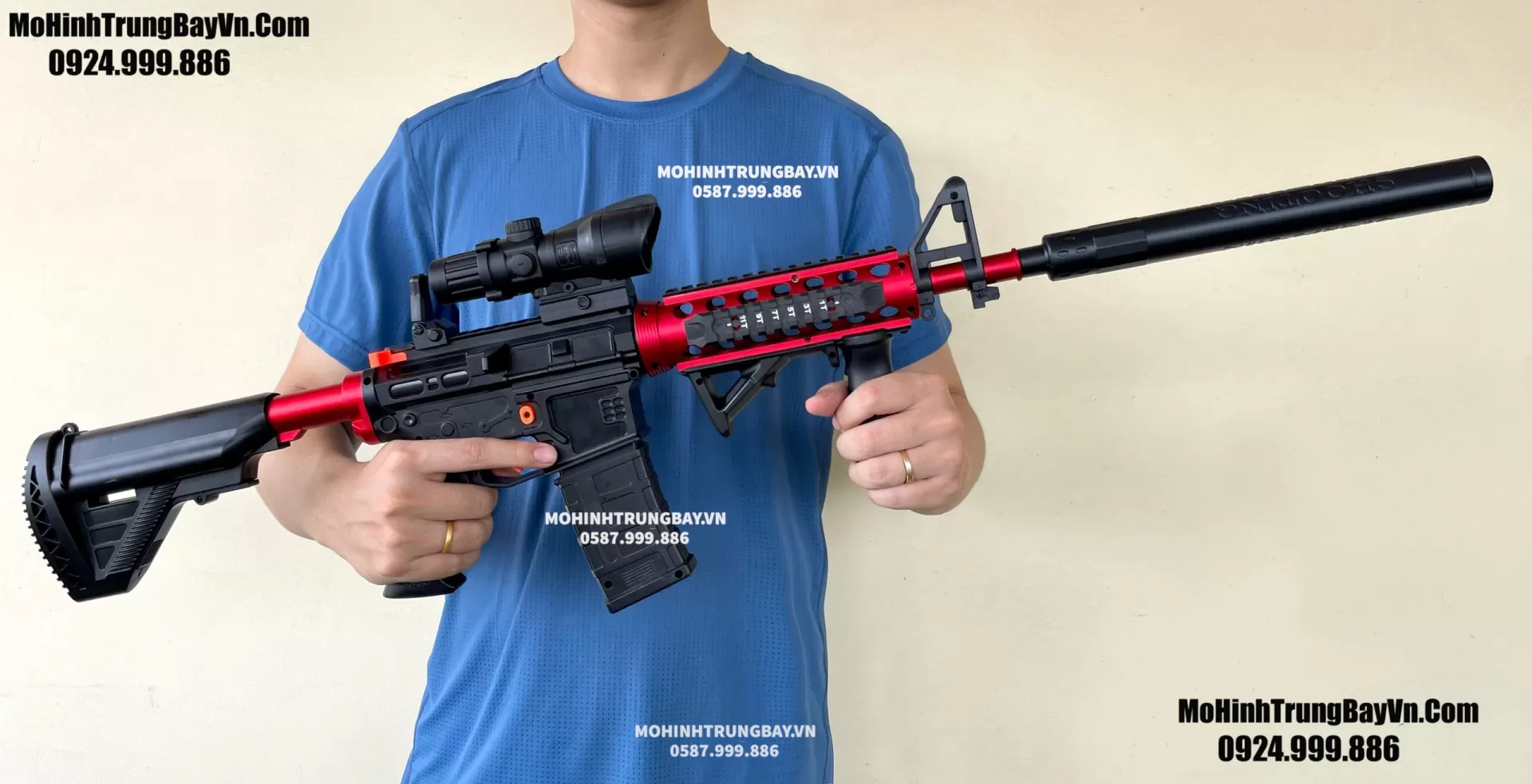 Súng Đạn Thạch SLR + Băng Đạn Mở Rộng Liên Thanh 2 Chế Độ Full Phụ Kiện  M4 M16 M4a1  M416 Mohinhtrungbay Mohinhtrungbay.vn