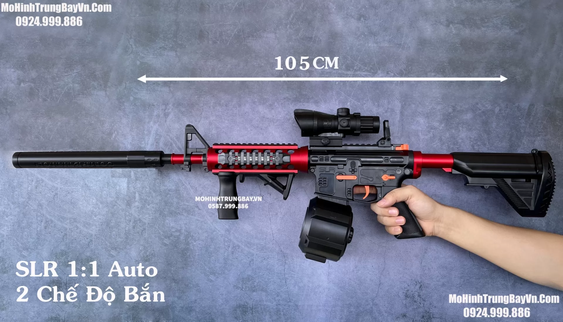 Súng Đạn Thạch SLR + Băng Đạn Mở Rộng Liên Thanh 2 Chế Độ Full Phụ Kiện  M4 M16 M4a1  M416 Mohinhtrungbay Mohinhtrungbay.vn