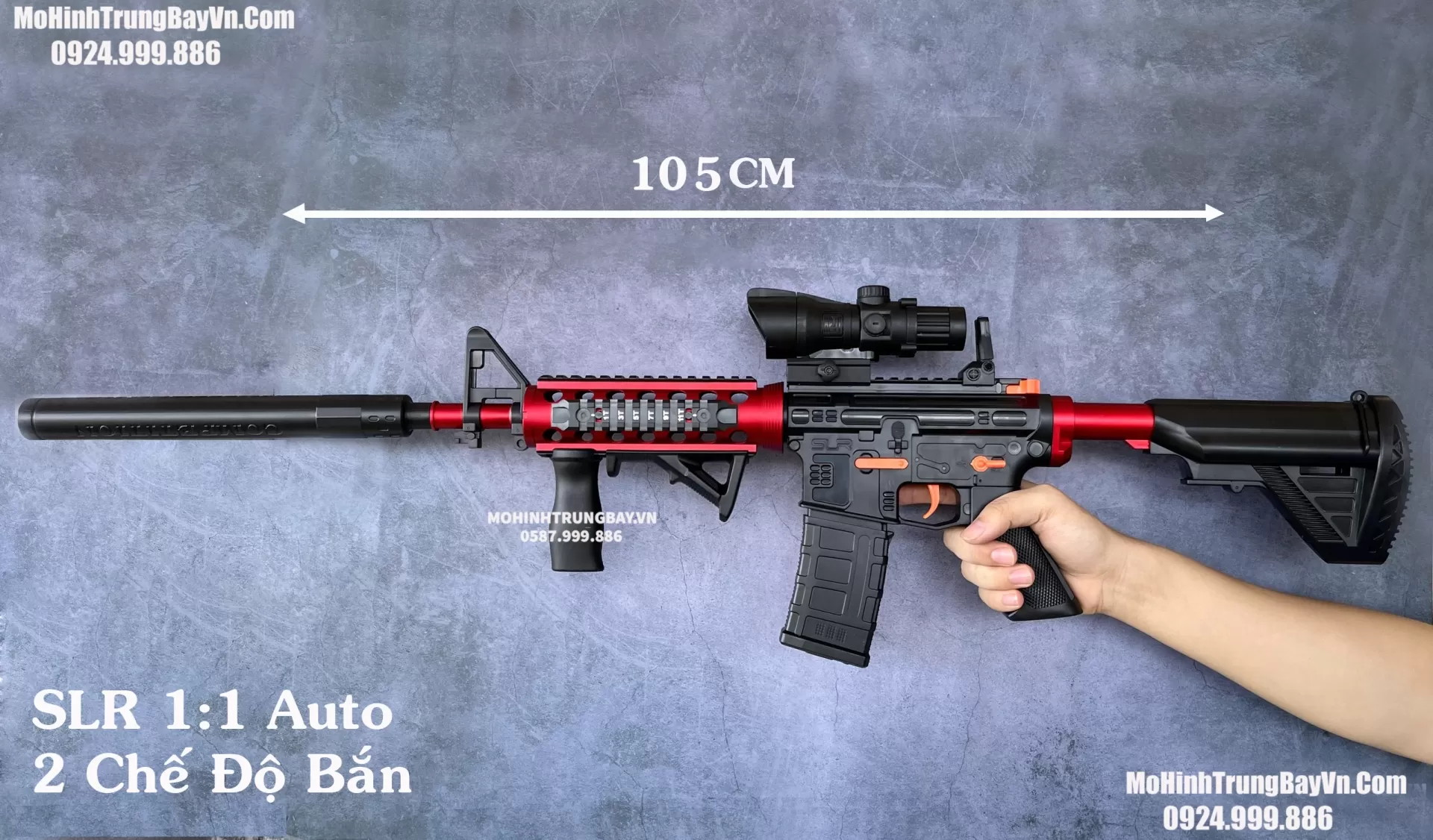 Súng Đạn Thạch SLR + Băng Đạn Mở Rộng Liên Thanh 2 Chế Độ Full Phụ Kiện  M4 M16 M4a1  M416 Mohinhtrungbay Mohinhtrungbay.vn