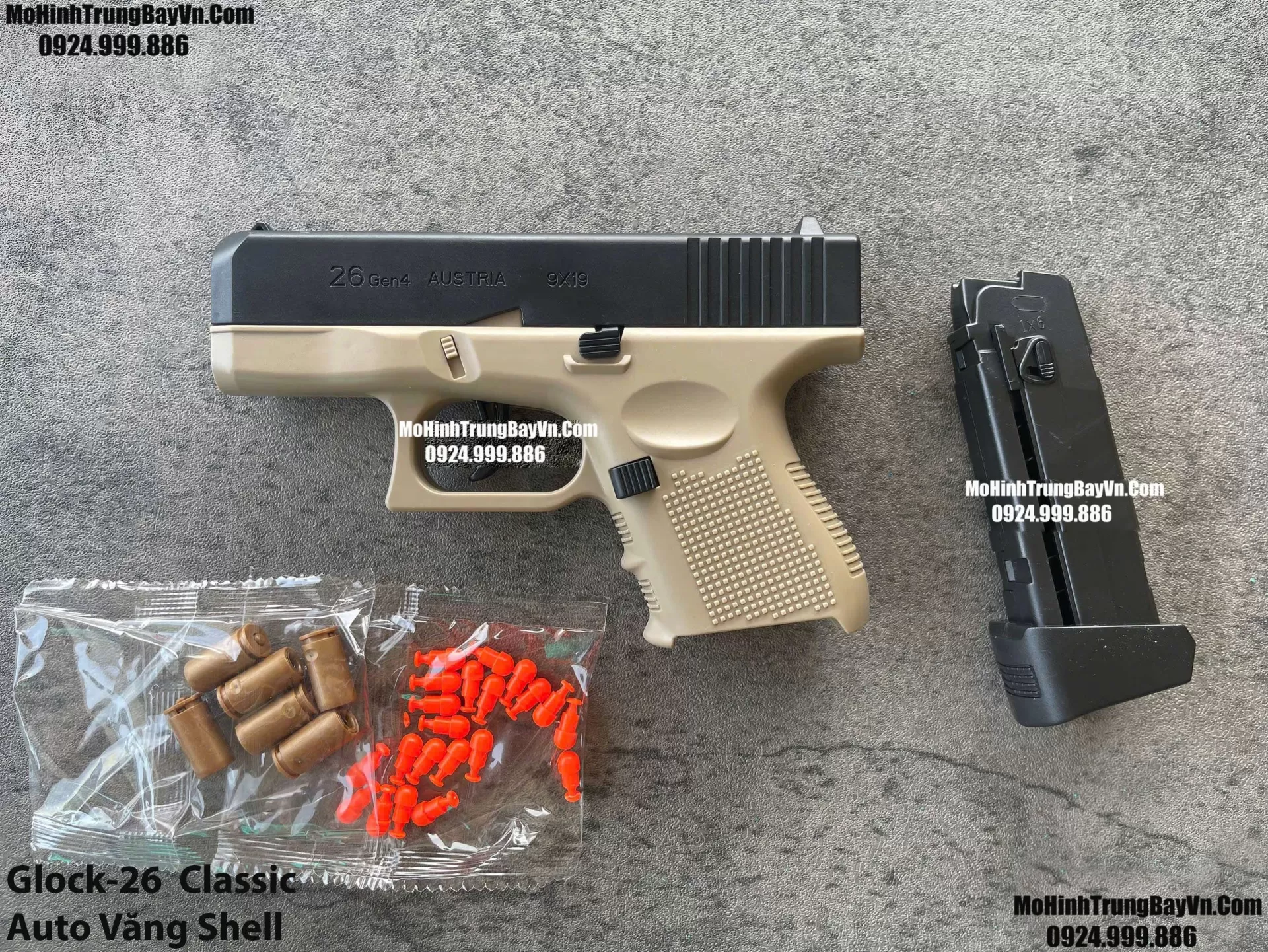 Súng Lục Glock 26 Tan Auto Văng Shell Giá Rẻ Full Phụ Kiện Mohinhtrungbay Mohinhtrungbay.vn