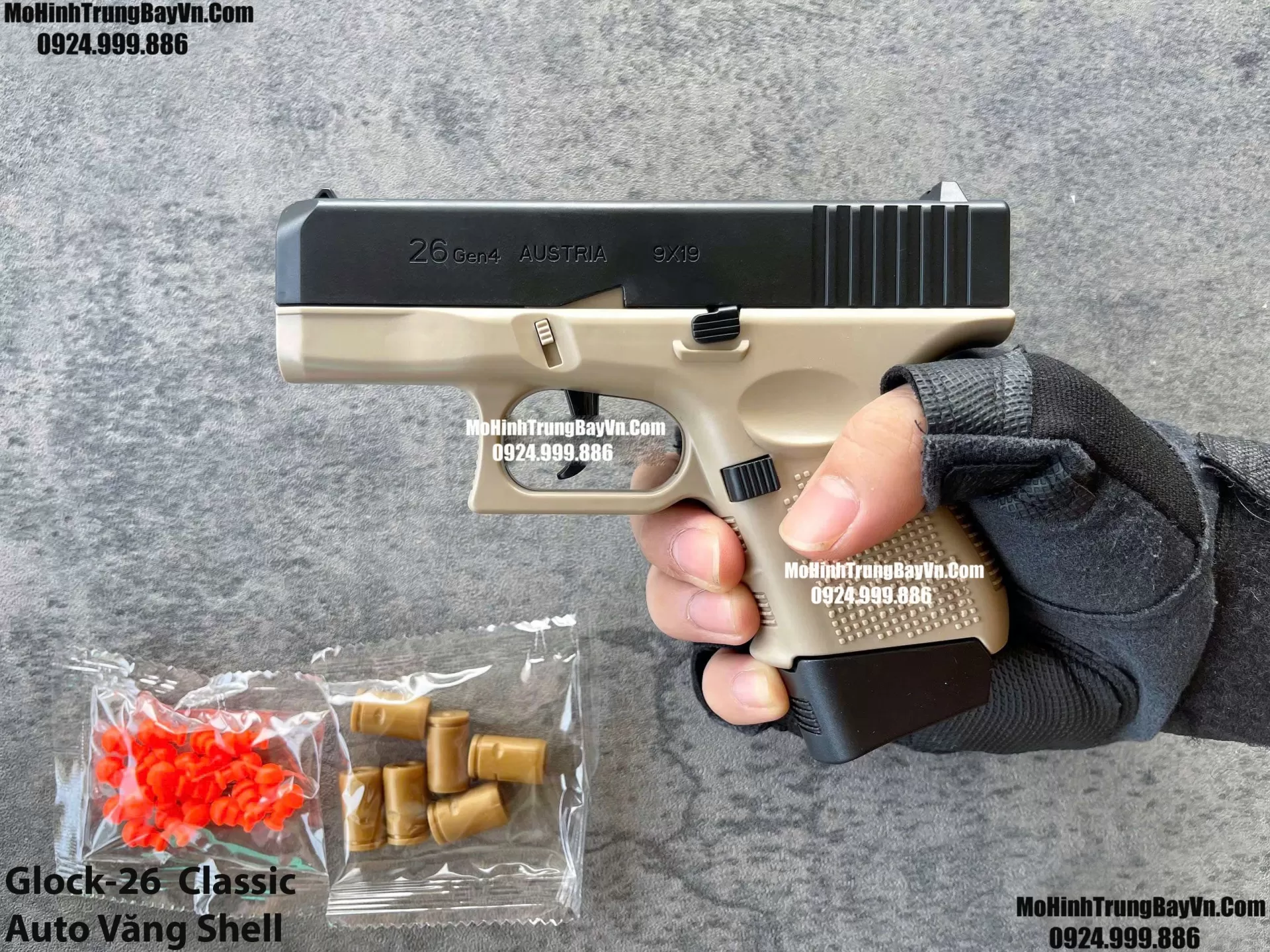 Súng Lục Glock 26 Tan Auto Văng Shell Giá Rẻ Full Phụ Kiện Mohinhtrungbay Mohinhtrungbay.vn