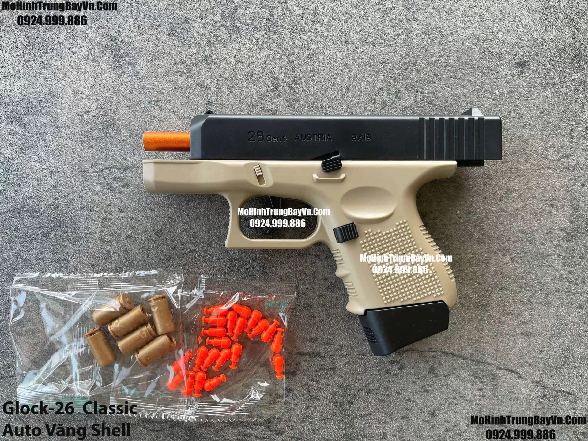 Súng Lục Glock 26 Tan Auto Văng Shell Giá Rẻ Full Phụ Kiện Mohinhtrungbay Mohinhtrungbay.vn