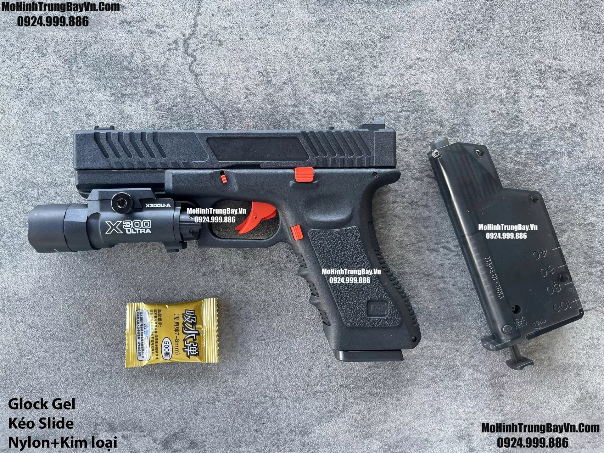 Súng Lục Đạn Thạch Glock Cắc Bụp Kéo Slide Full Nylon Nòng Kim Loại Cực Nặng Tay Piston Mohinhtrungbay Mohinhtrungbay.vn