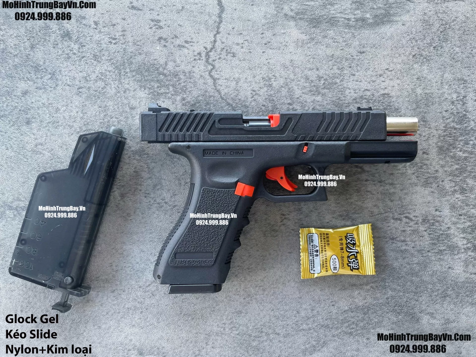Súng Lục Đạn Thạch Glock Cắc Bụp Kéo Slide Full Nylon Nòng Kim Loại Cực Nặng Tay Piston Mohinhtrungbay Mohinhtrungbay.vn