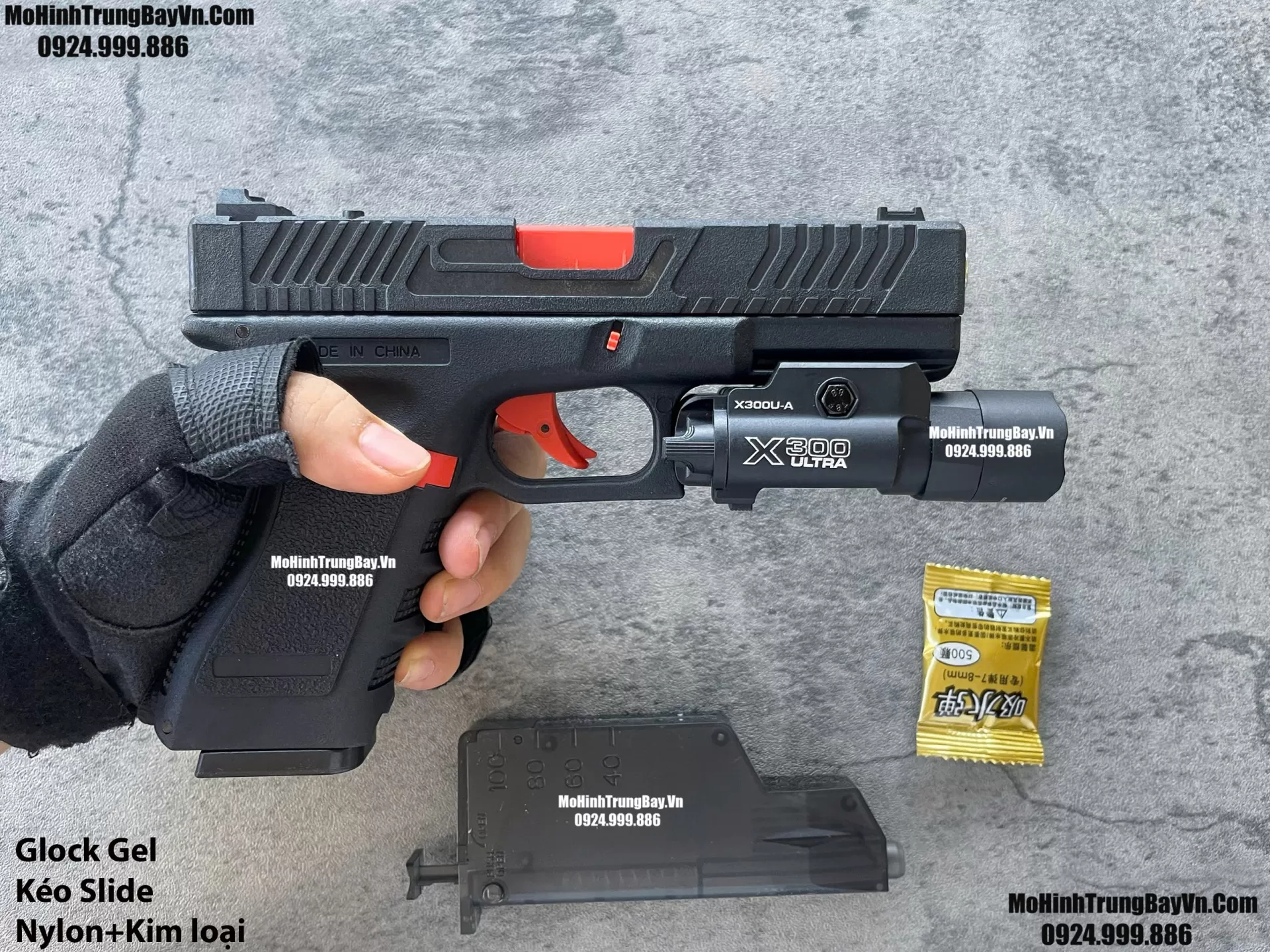 Súng Lục Đạn Thạch Glock Cắc Bụp Kéo Slide Full Nylon Nòng Kim Loại Cực Nặng Tay Piston Mohinhtrungbay Mohinhtrungbay.vn