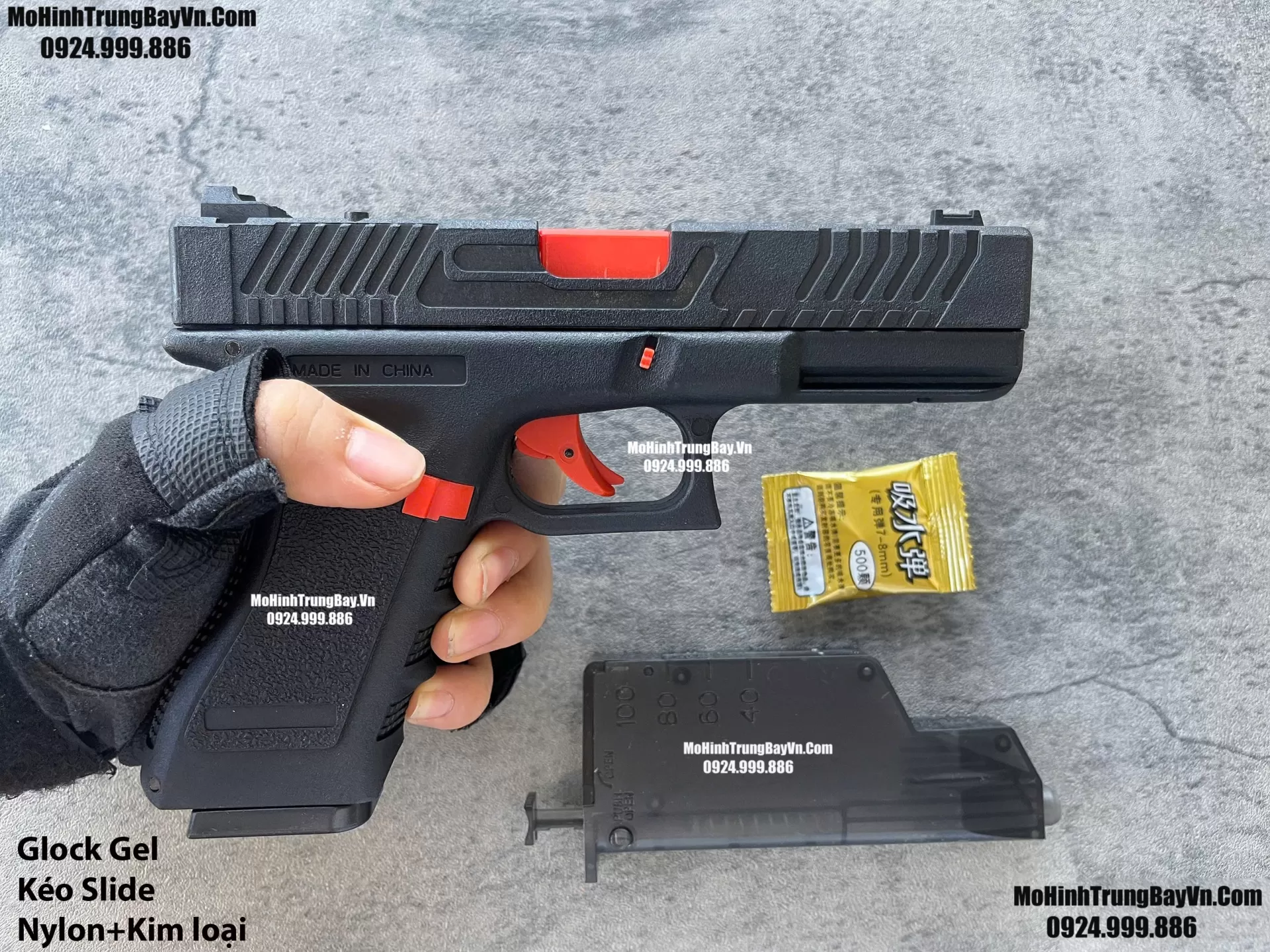 Súng Lục Đạn Thạch Glock Cắc Bụp Kéo Slide Full Nylon Nòng Kim Loại Cực Nặng Tay Piston Mohinhtrungbay Mohinhtrungbay.vn
