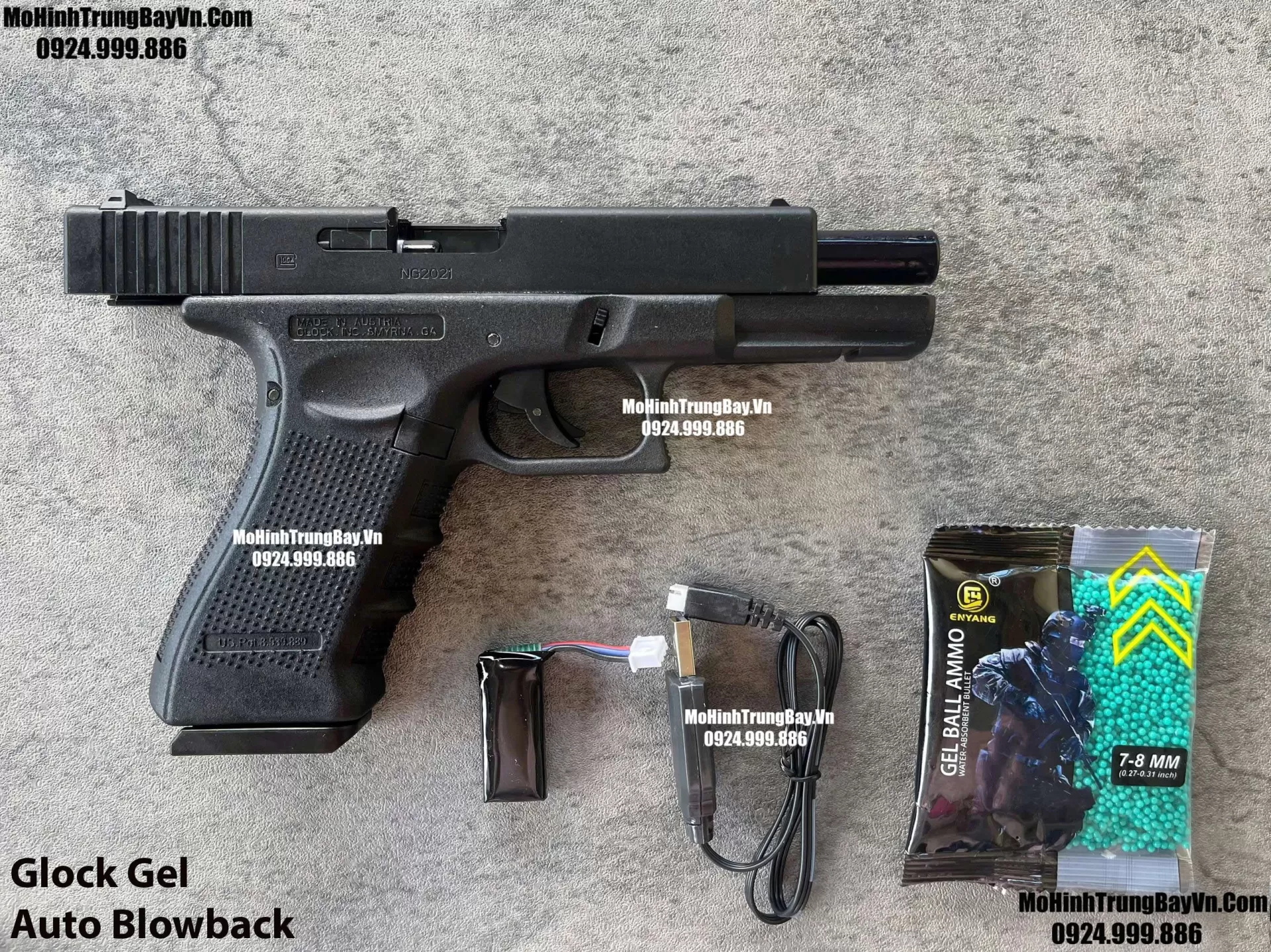 Súng Lục Đạn Thạch Glock Điện Màu Đen Auto Blowback Phiên Bản Cao Cấp Glock17 Mohinhtrungbay Mohinhtrungbay.vn