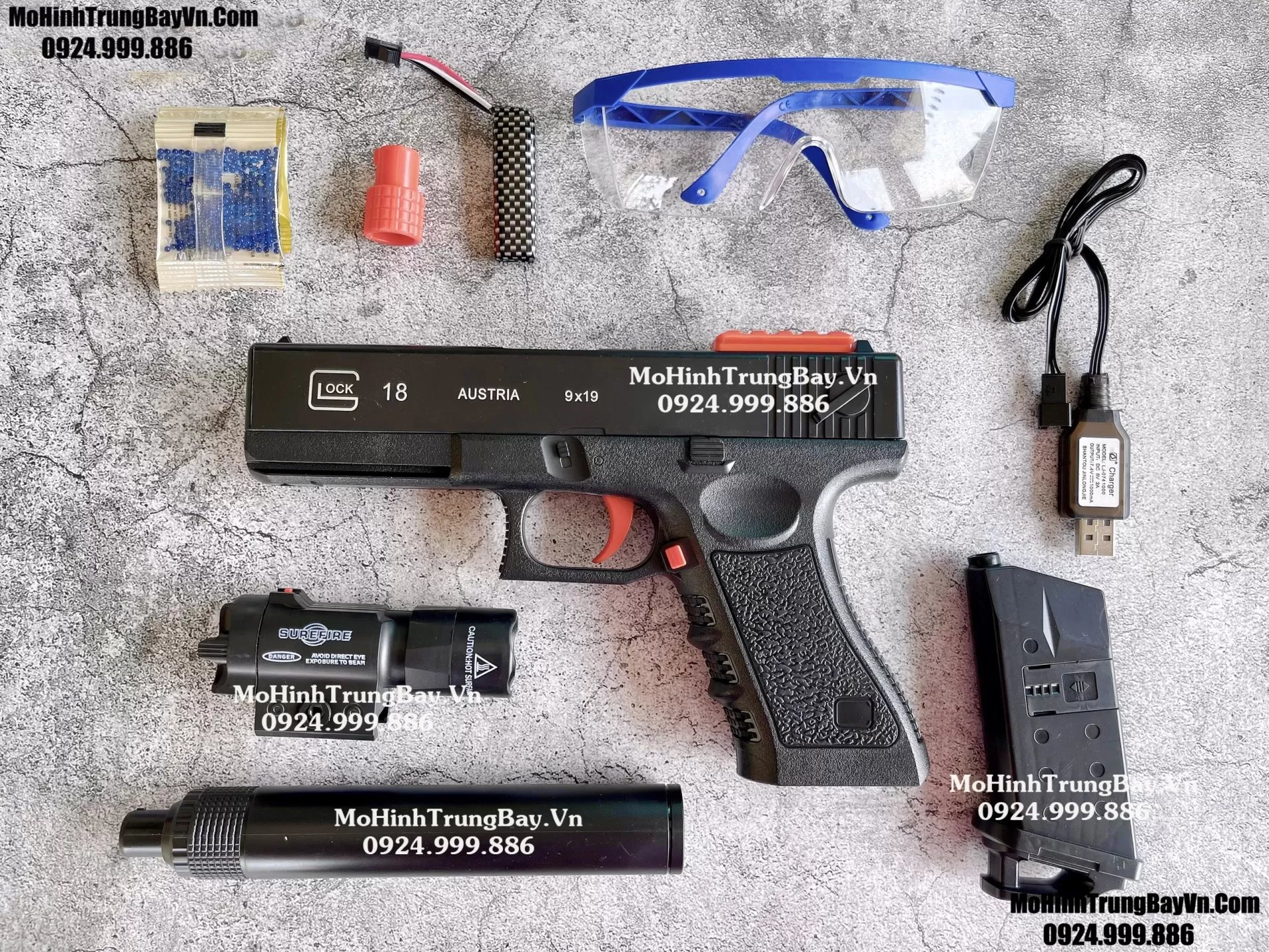 Súng Lục Đạn Thạch Glock Auto Blowback Gearbox V2 Thế Hệ Mới Full Phụ Kiện Mohinhtrungbay Mohinhtrungbay.vn